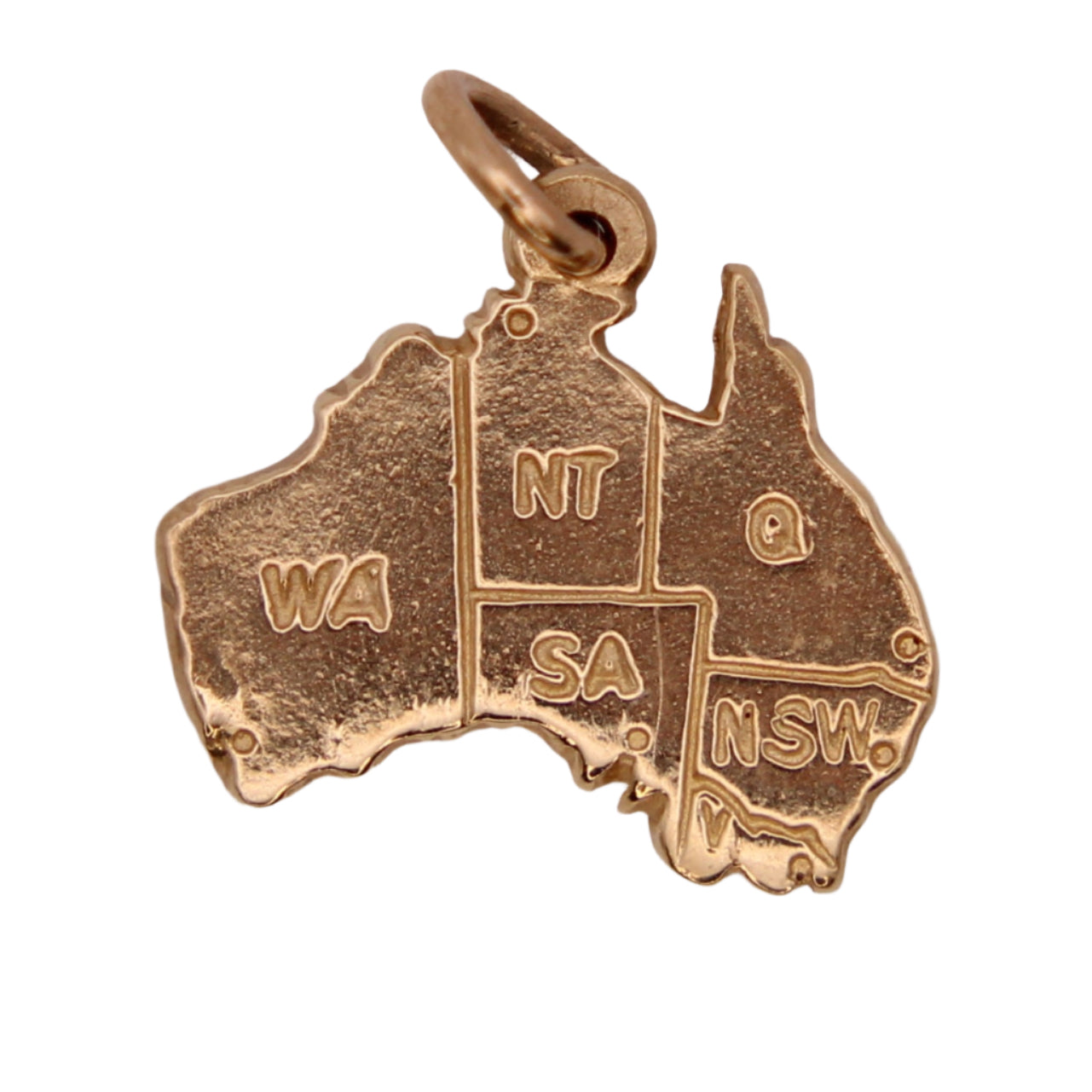 Vintage 9kt Yellow Gold Australia Continent Charm Pendant
