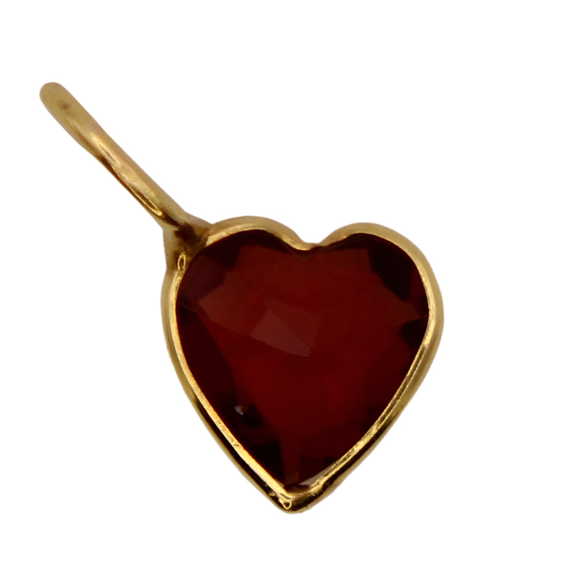 14kt Yellow Gold Heart Cut Garnet Bezel Dainty Mini Dangle Charm Pendant
