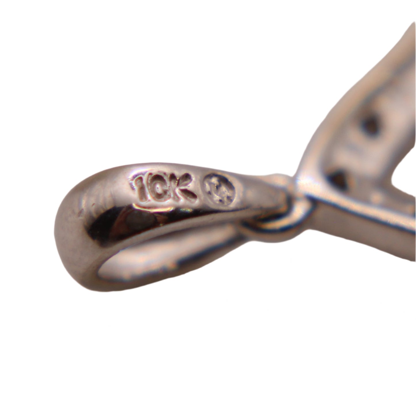 10kt White Gold Diamond Contemporary Open Key Charm Pendant