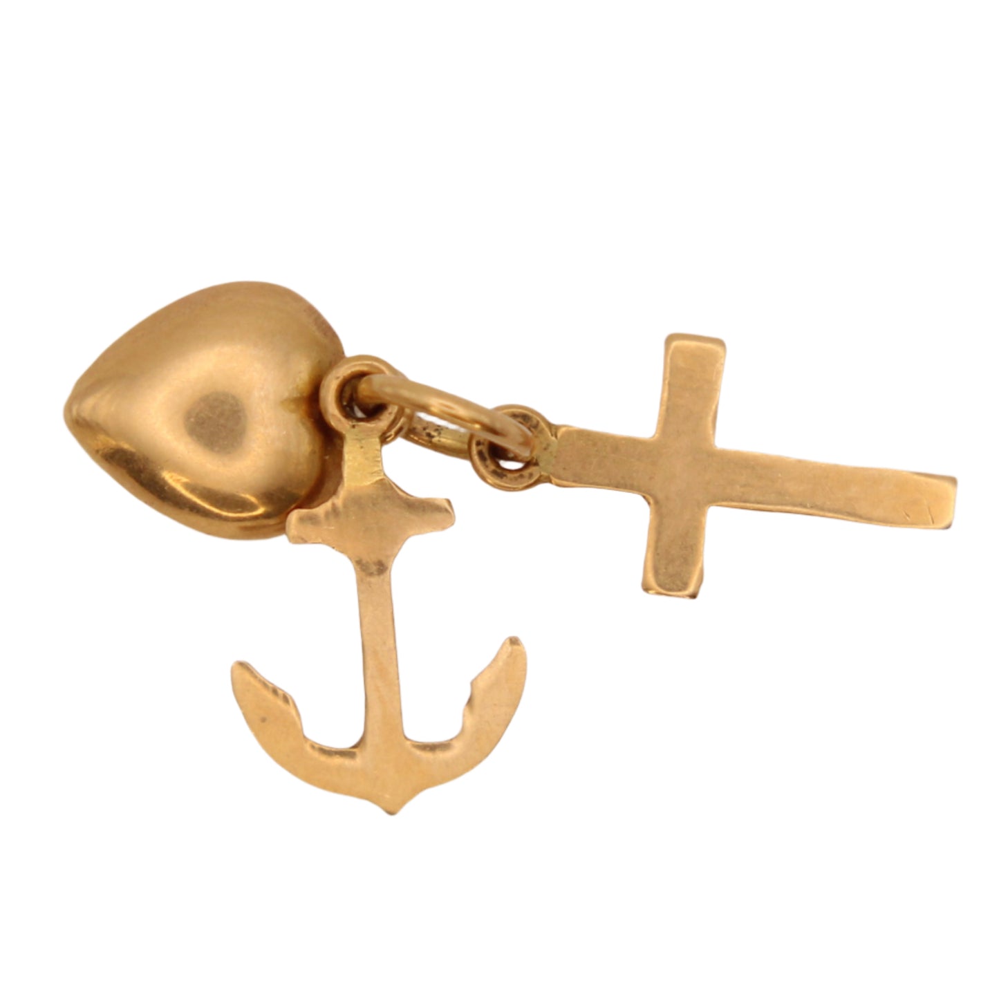 *SOLD* 18kt Yellow Gold Faith Hope Love Heart Cross Anchor Triad Charm Bundle Pendant