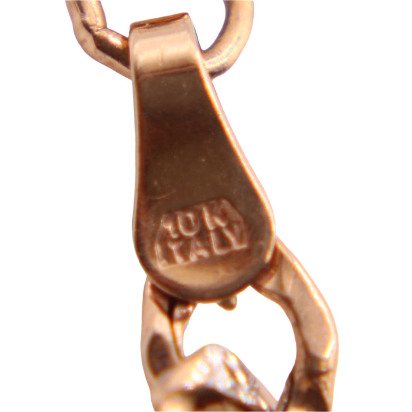 10kt Two Tone Rose White Gold Diamond Cut Figaro Chain Link Bracelet 8"