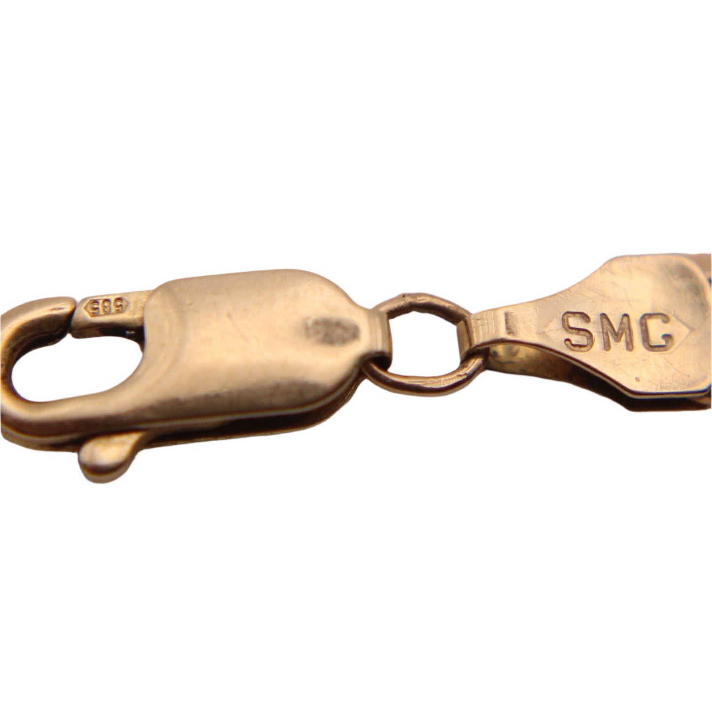 14kt Yellow Gold SMG Figaro Curb Chain Link Bracelet 7.75"