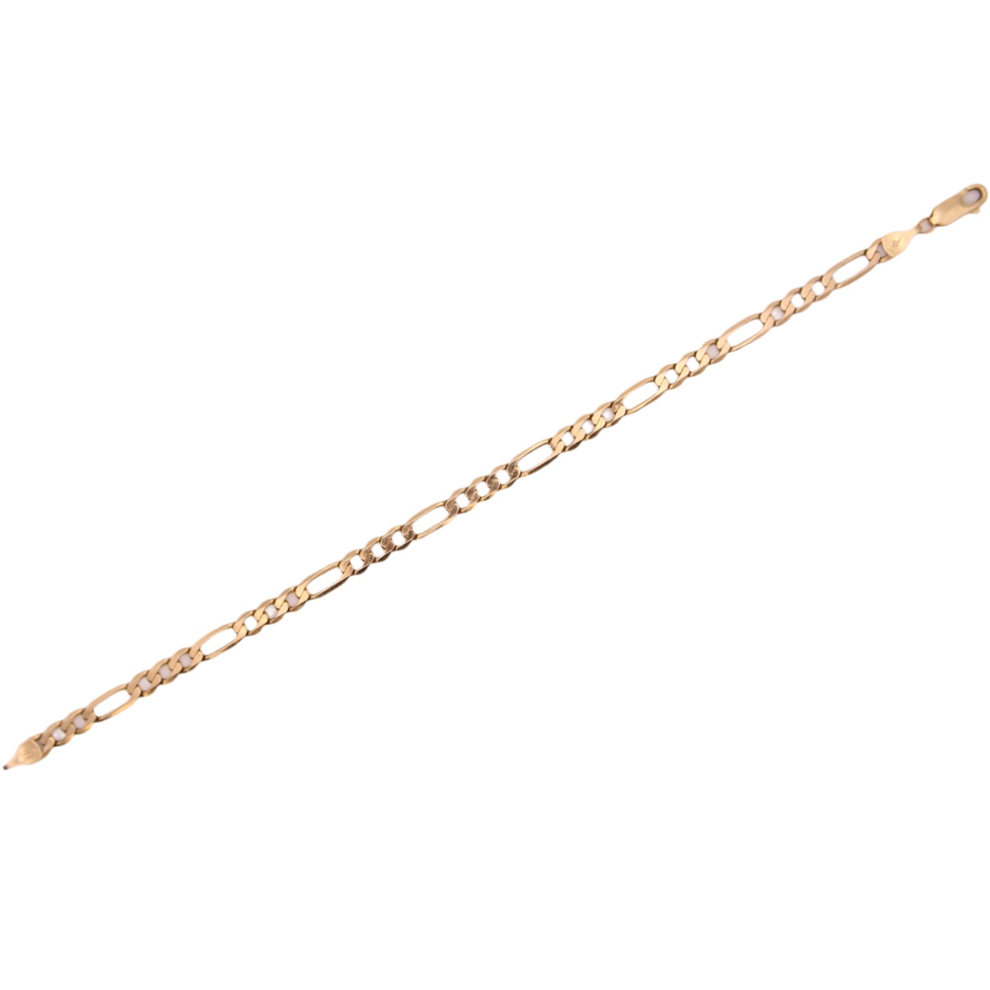 14kt Yellow Gold SMG Figaro Curb Chain Link Bracelet 7.75"