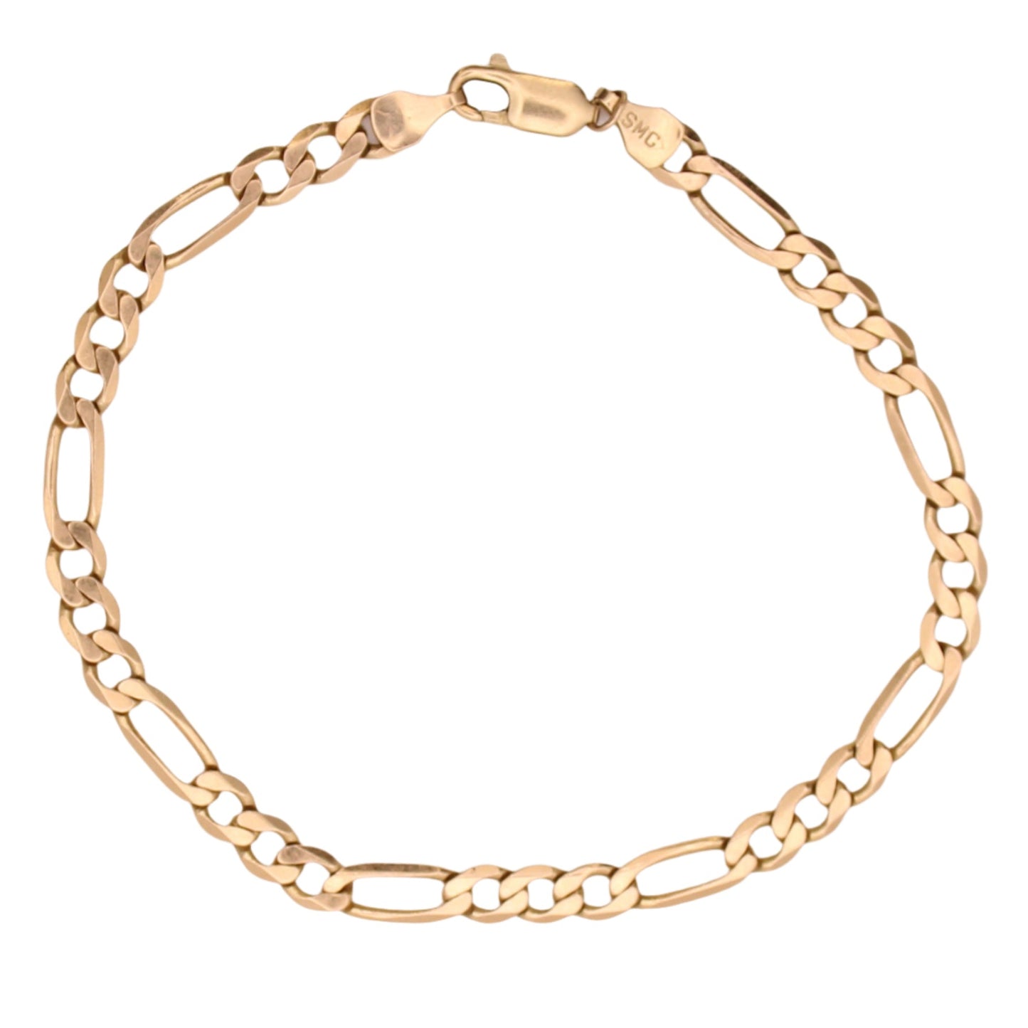 14kt Yellow Gold SMG Figaro Curb Chain Link Bracelet 7.75"