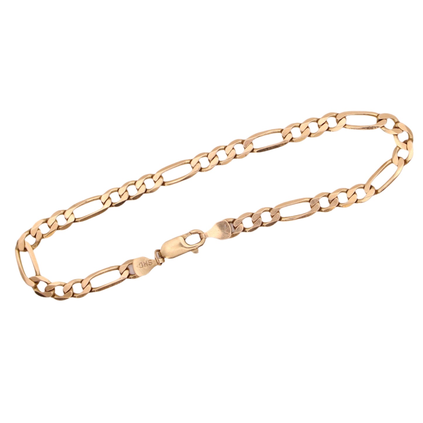 14kt Yellow Gold SMG Figaro Curb Chain Link Bracelet 7.75"