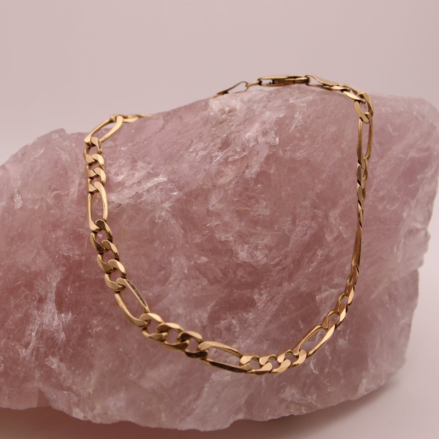 14kt Yellow Gold SMG Figaro Curb Chain Link Bracelet 7.75"