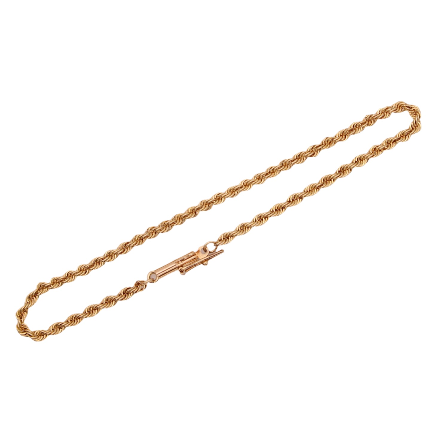 Vintage 14kt Yellow Gold Rope Chain Link Bracelet 6.75"