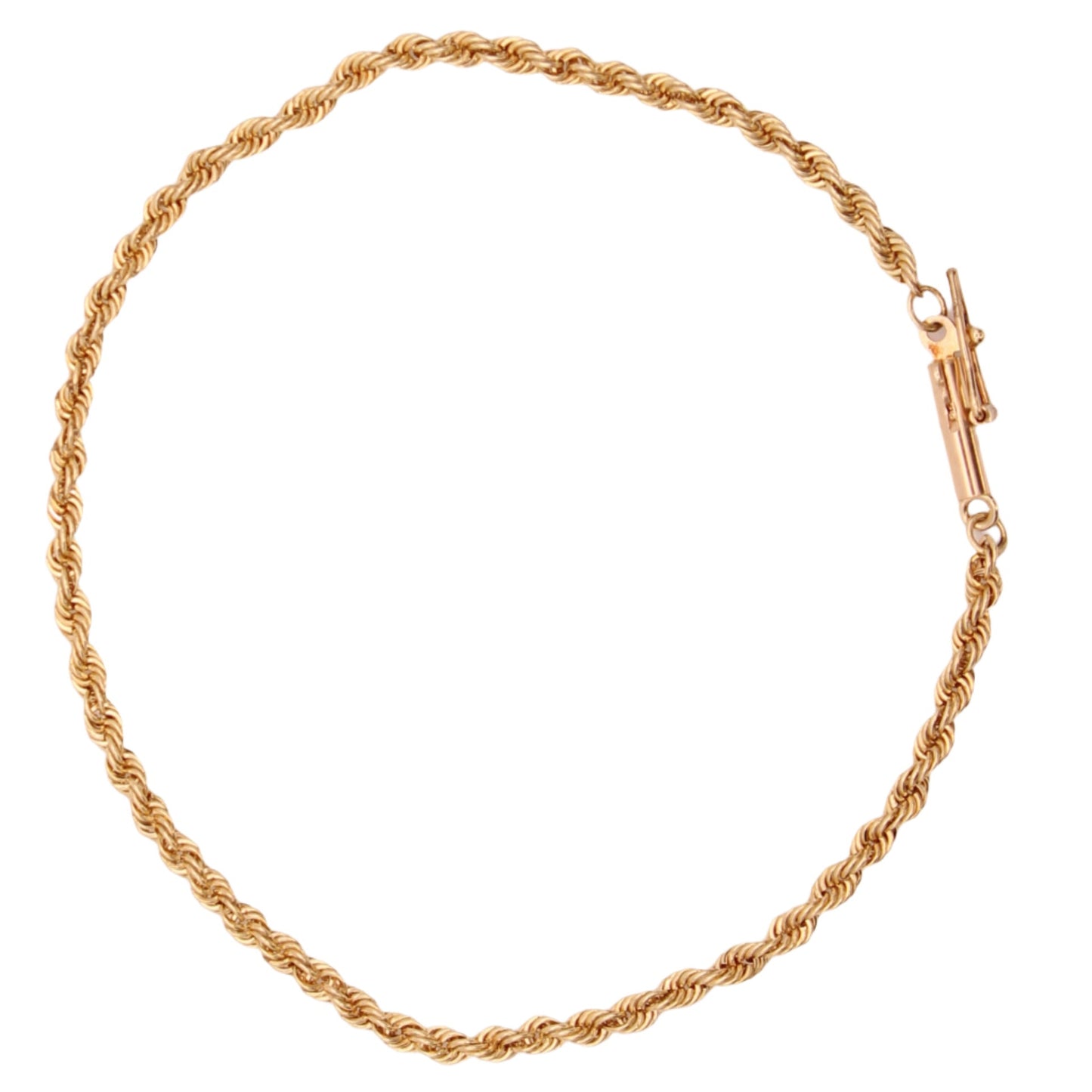 Vintage 14kt Yellow Gold Rope Chain Link Bracelet 6.75"