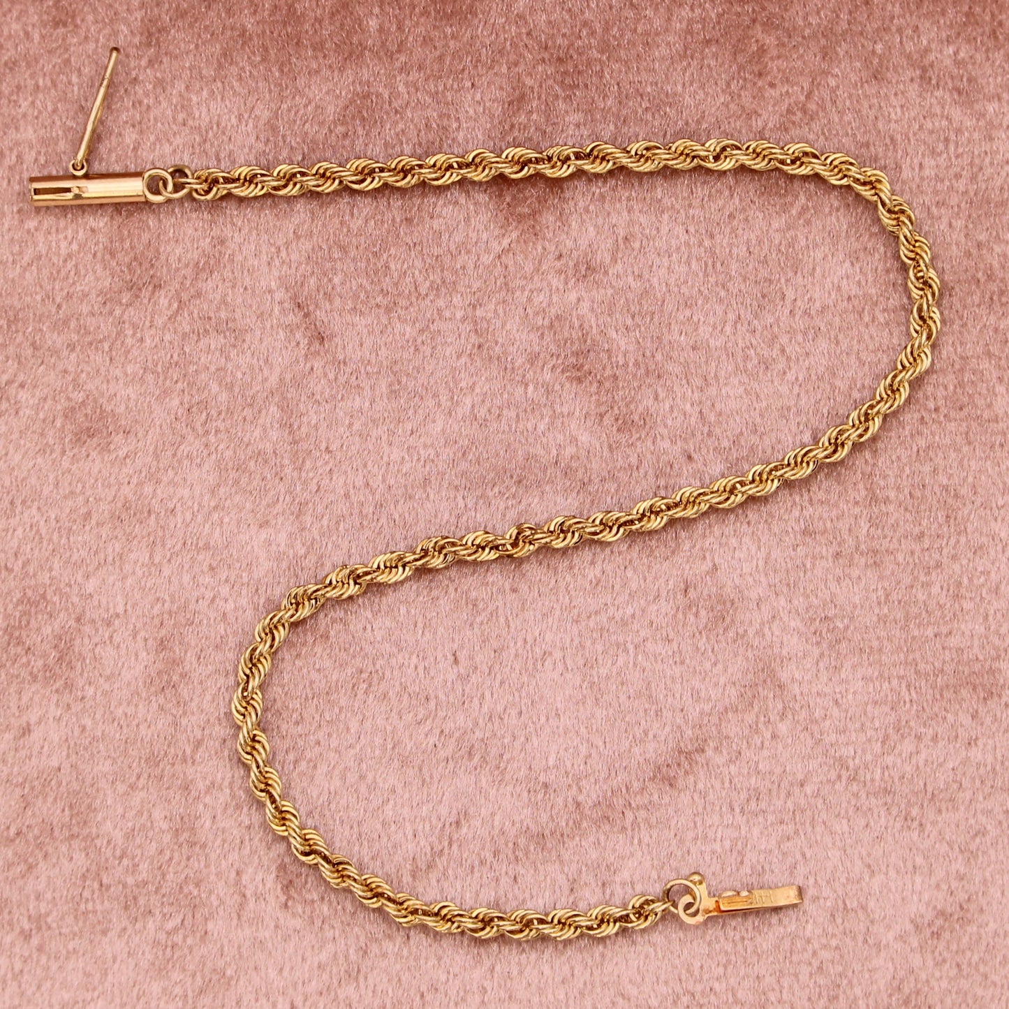 Vintage 14kt Yellow Gold Rope Chain Link Bracelet 6.75"