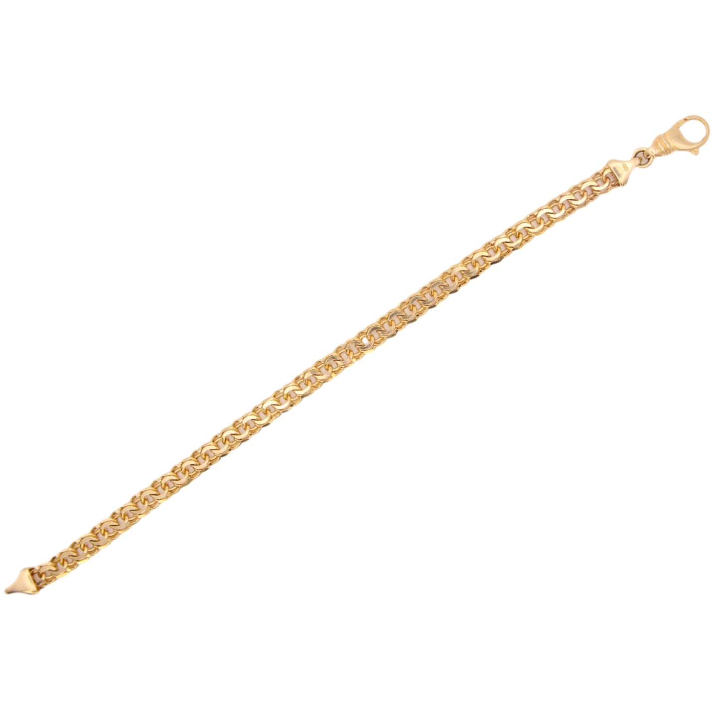 14kt Yellow Gold Double Round Chain Link Charm Bracelet 7.25"