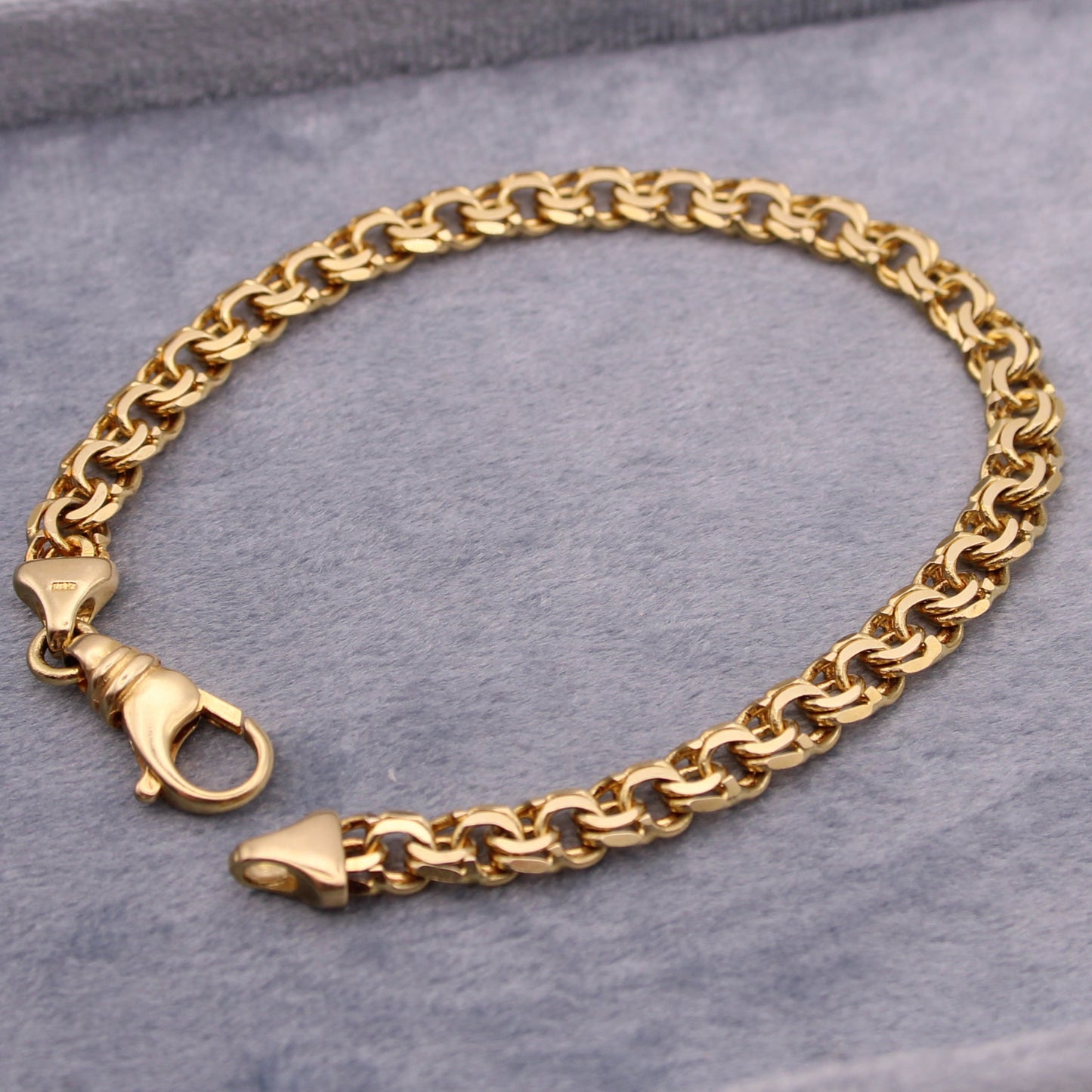 14kt Yellow Gold Double Round Chain Link Charm Bracelet 7.25"