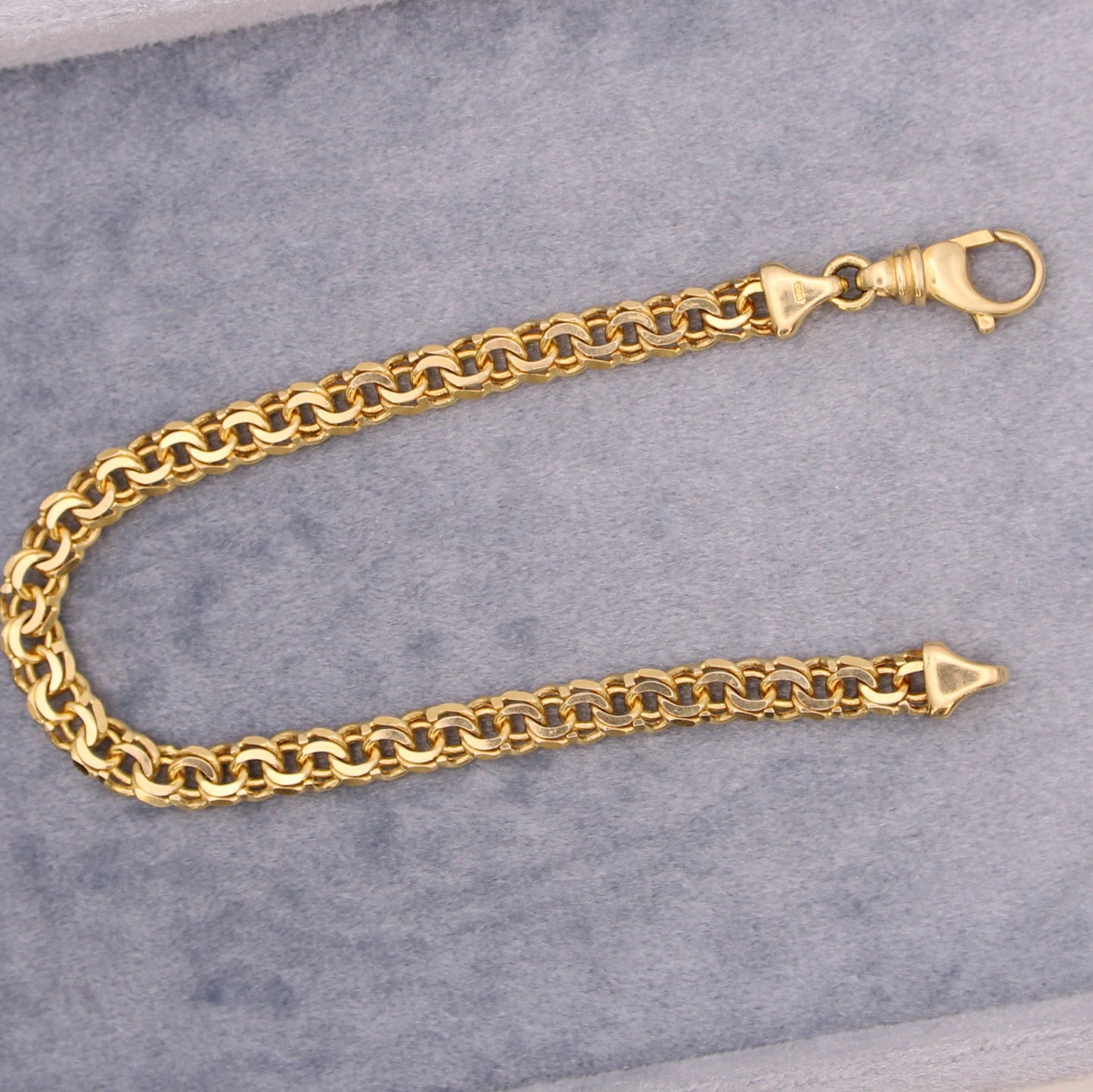 14kt Yellow Gold Double Round Chain Link Charm Bracelet 7.25"