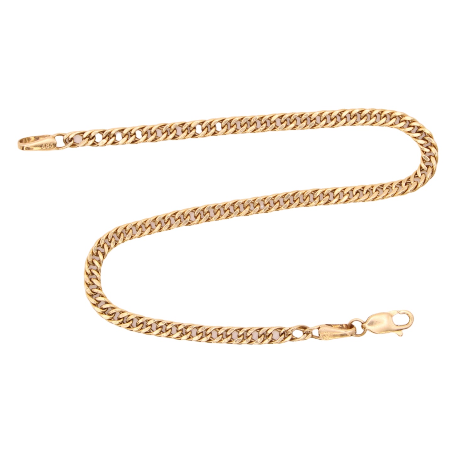 14kt Yellow Gold Micro Cuban Curb Link Chain Bracelet 7"