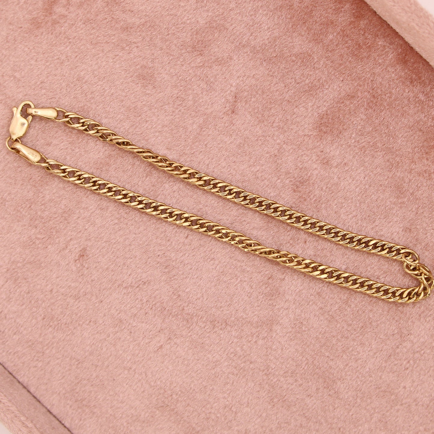 14kt Yellow Gold Micro Cuban Curb Link Chain Bracelet 7"