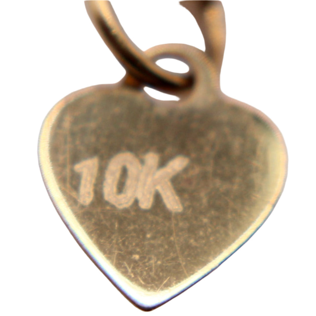 10kt Yellow Gold Enamel Heart Lock Clover Blossom Adjustable Chain Charm Bracelet