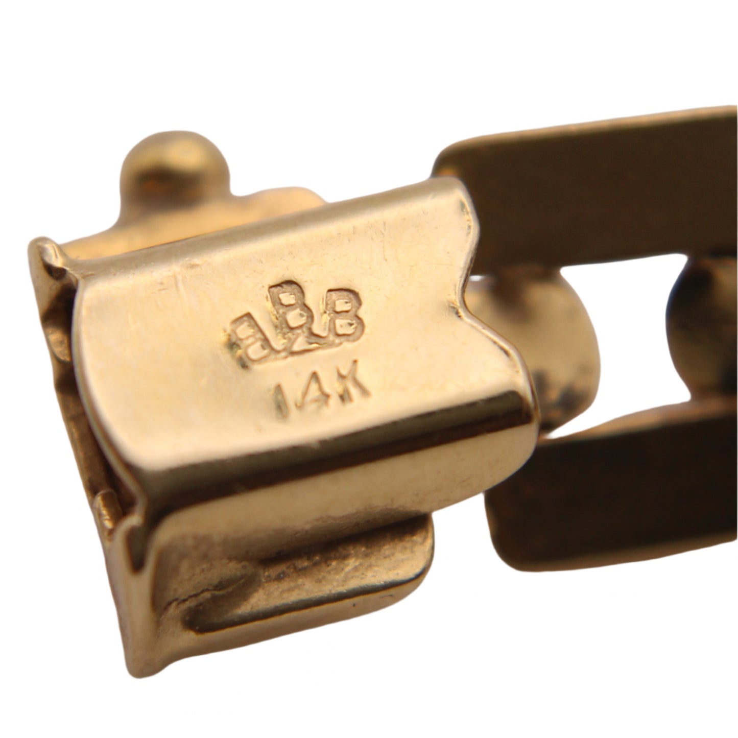 *SOLD* Bailey Banks & Biddle 14kt Yellow Gold Diamond Cut Texture Panther Link Bracelet 7.25"