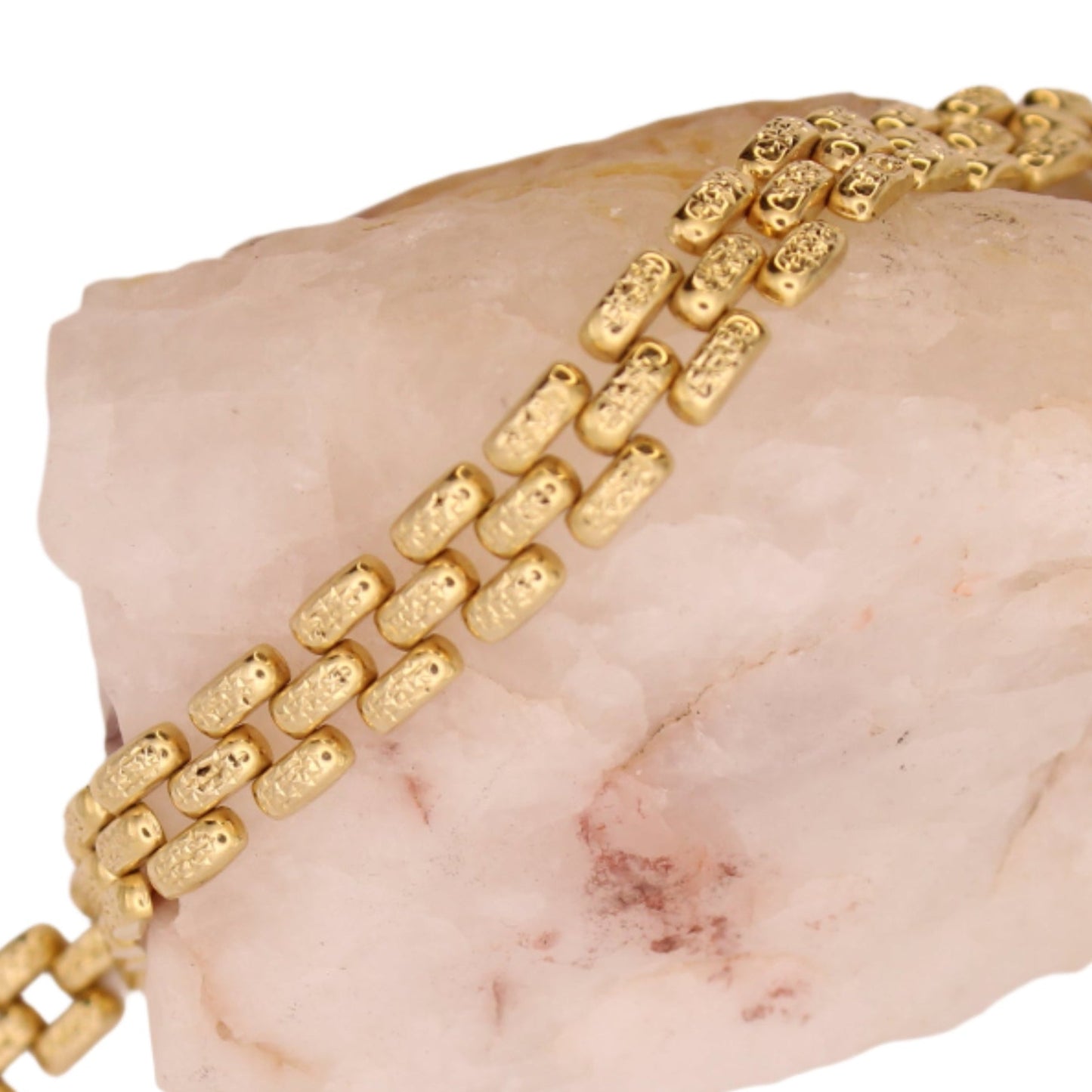 *SOLD* Bailey Banks & Biddle 14kt Yellow Gold Diamond Cut Texture Panther Link Bracelet 7.25"