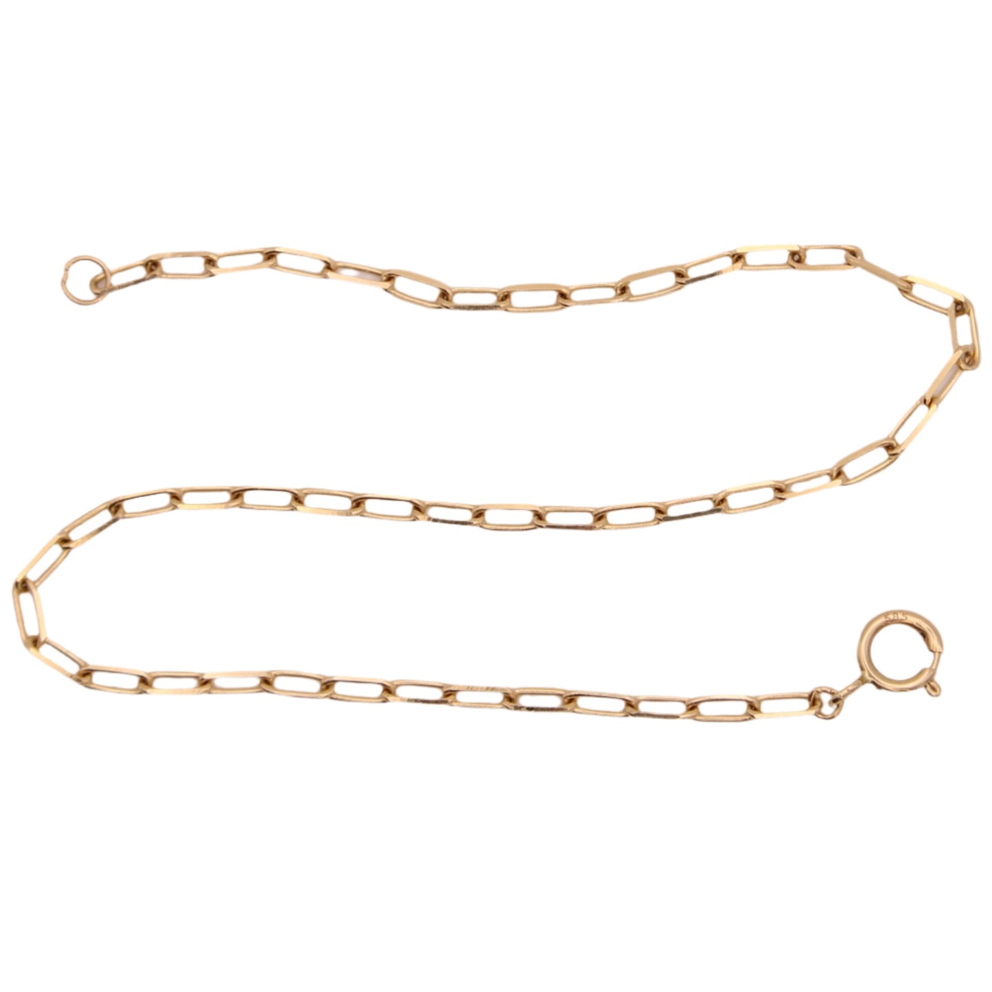 14kt Yellow Gold Dainty Paperclip Chain Link Bracelet 6.5"