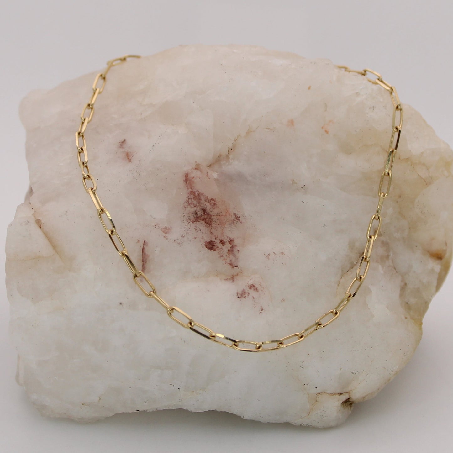 14kt Yellow Gold Dainty Paperclip Chain Link Bracelet 6.5"