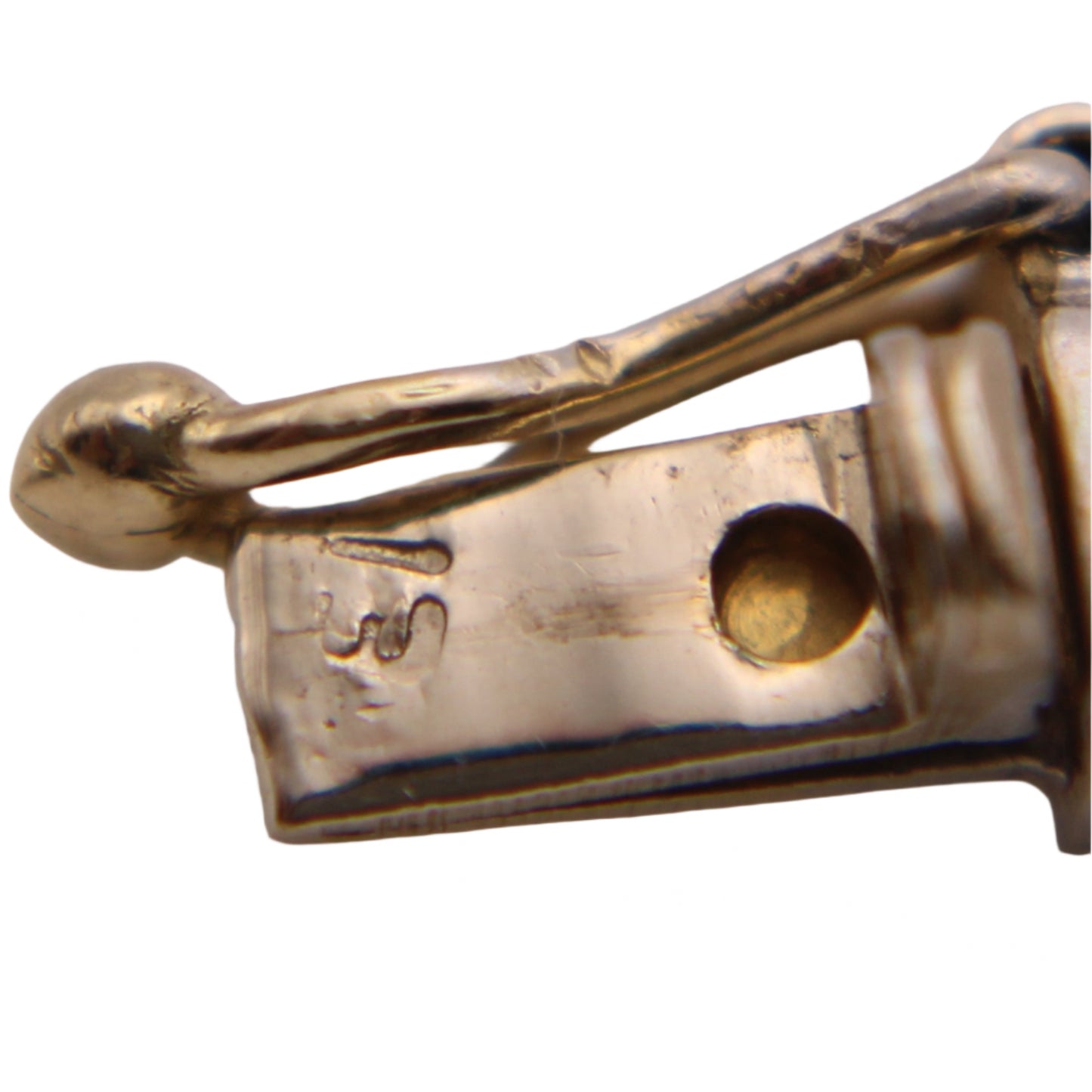 14kt Two Tone Yellow White Gold Open Circle Bar Chain Link Bracelet 7.25"