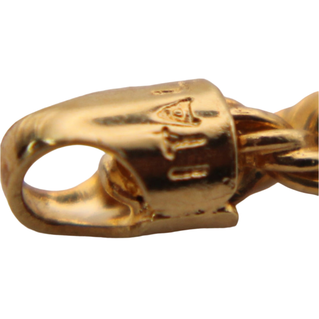 18kt Two Tone Yellow White Gold Rope & Bar Link Chain Bracelet 7.25"