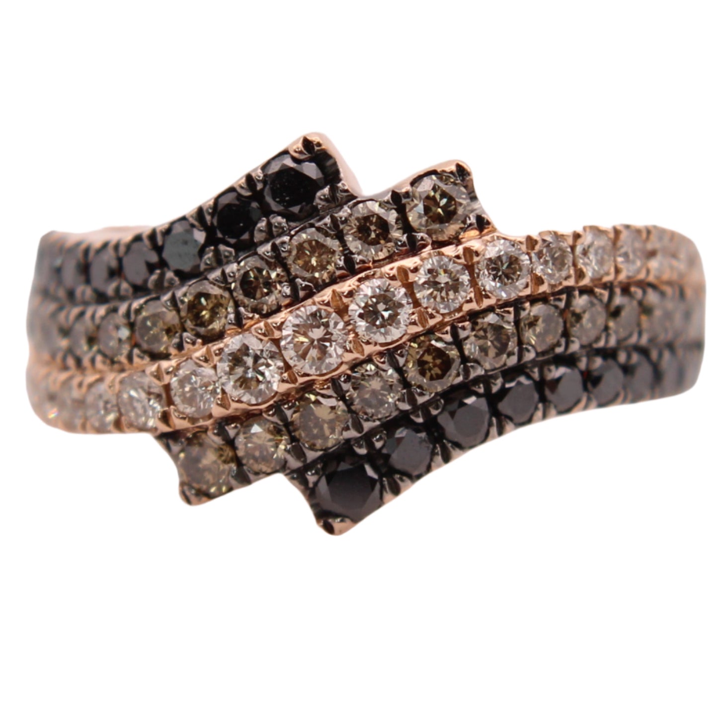 LeVian 14kt Diamond Strawberry Rose Gold Chocolate Nude Blackberry Bypass Ring - 7