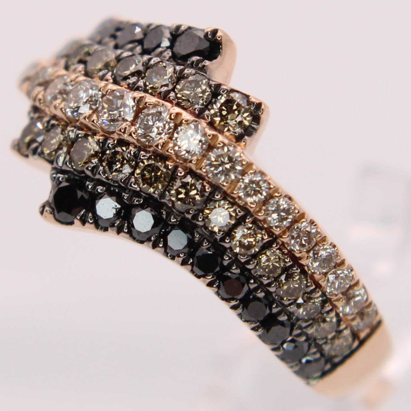 LeVian 14kt Diamond Strawberry Rose Gold Chocolate Nude Blackberry Bypass Ring - 7