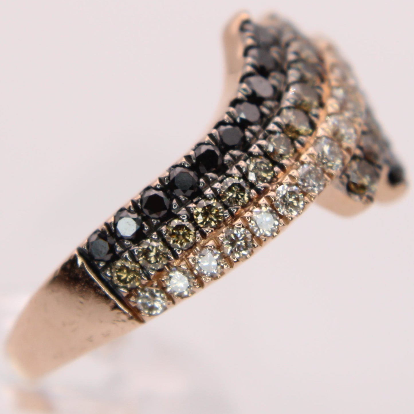 LeVian 14kt Diamond Strawberry Rose Gold Chocolate Nude Blackberry Bypass Ring - 7