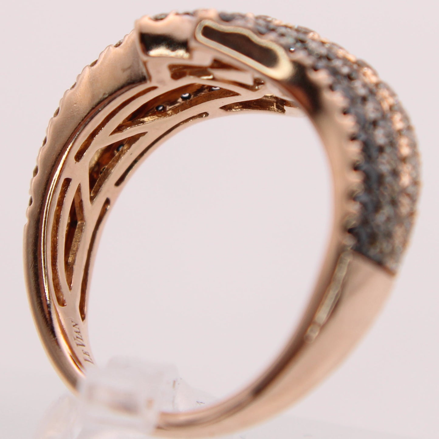 LeVian 14kt Diamond Strawberry Rose Gold Chocolate Nude Blackberry Bypass Ring - 7