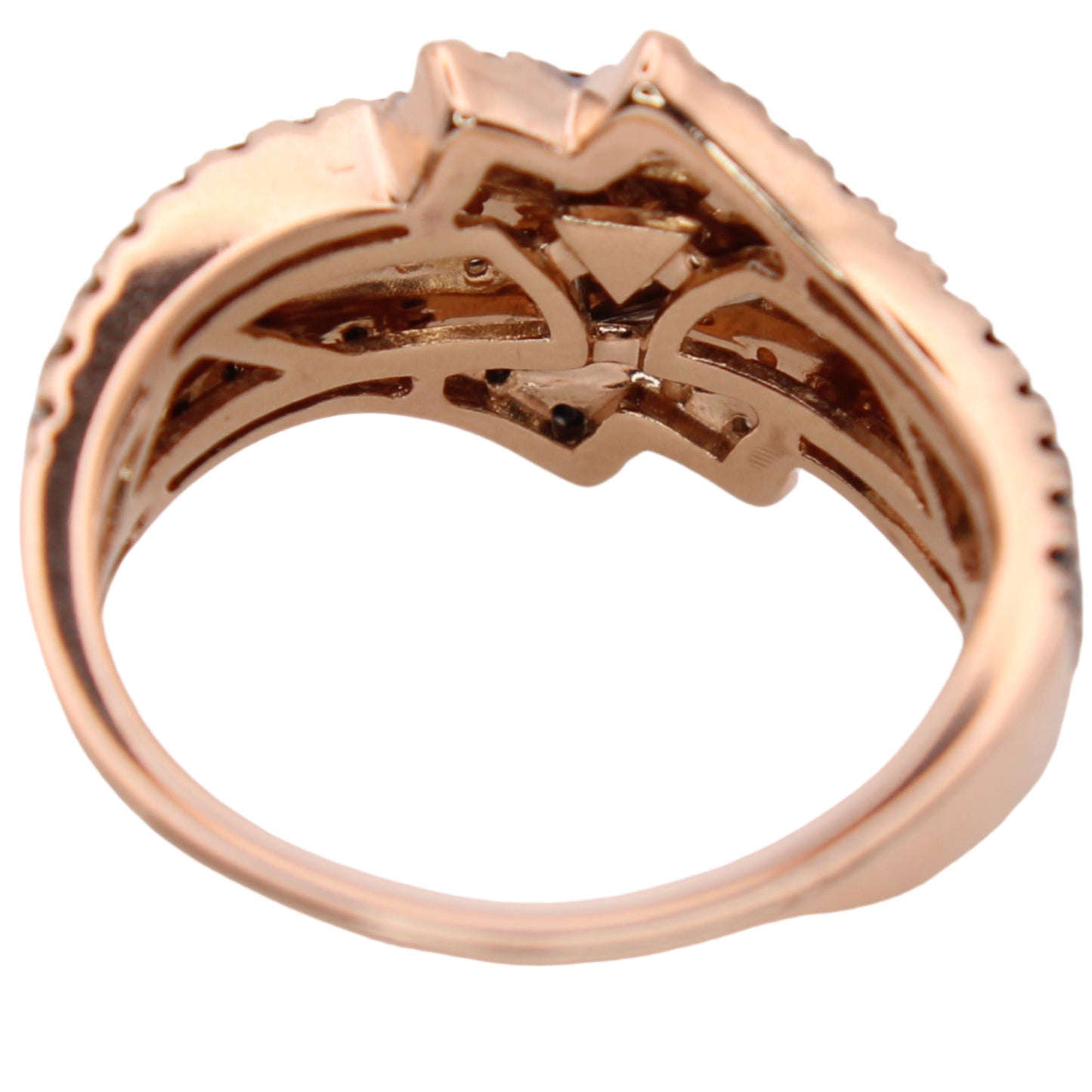 LeVian 14kt Diamond Strawberry Rose Gold Chocolate Nude Blackberry Bypass Ring - 7