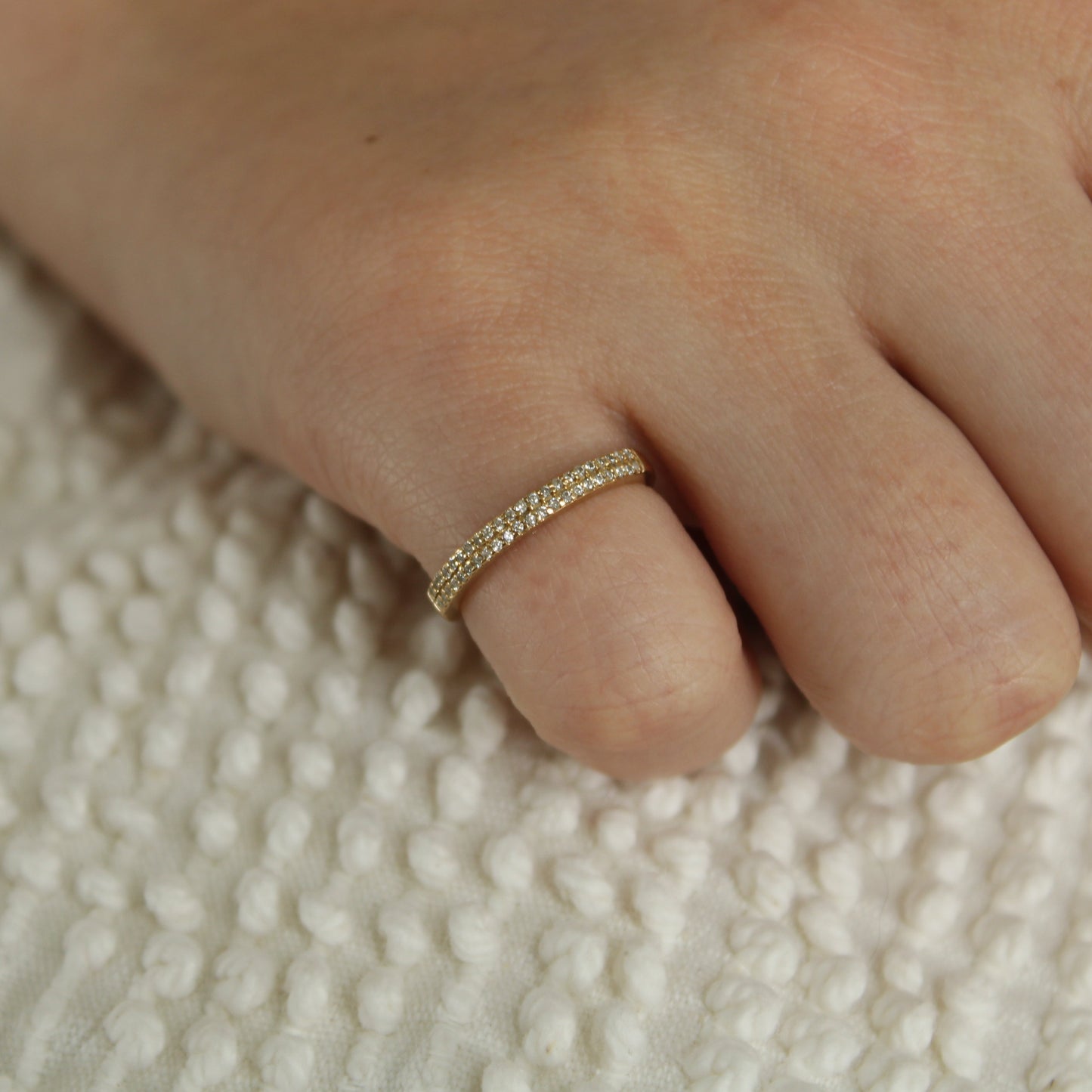 Jared's 10kt Yellow Gold Diamond Double Row Half Eternity Band Stacker Ring