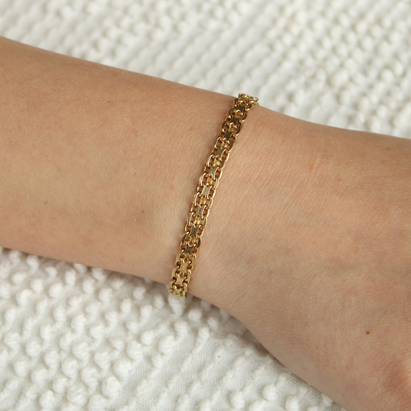 Vintage 8kt Yellow Gold Bismark Chain Link Bracelet 7.25"