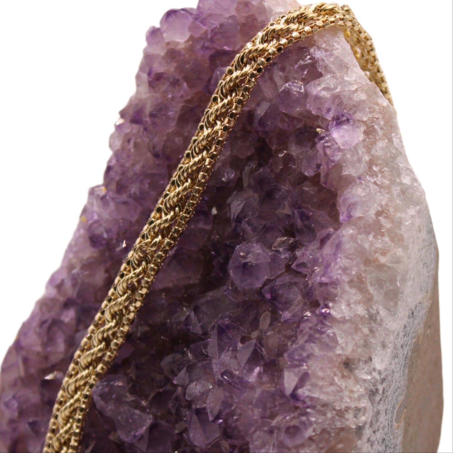 14kt Yellow Gold Rope & Popcorn Link Mixed Chain Bracelet