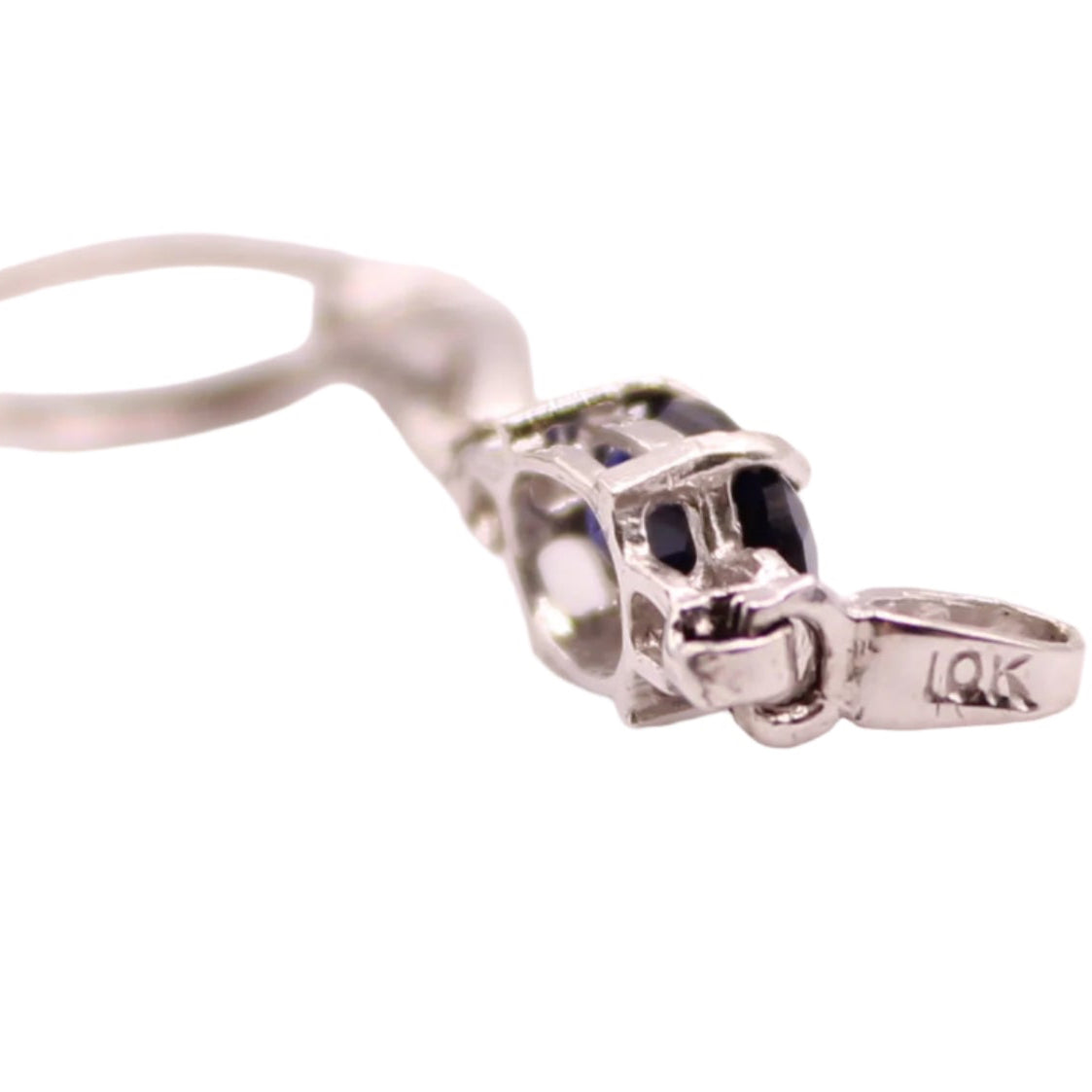 10kt White Gold Lab Sapphire Diamond Accent Open Loop Link Bracelet