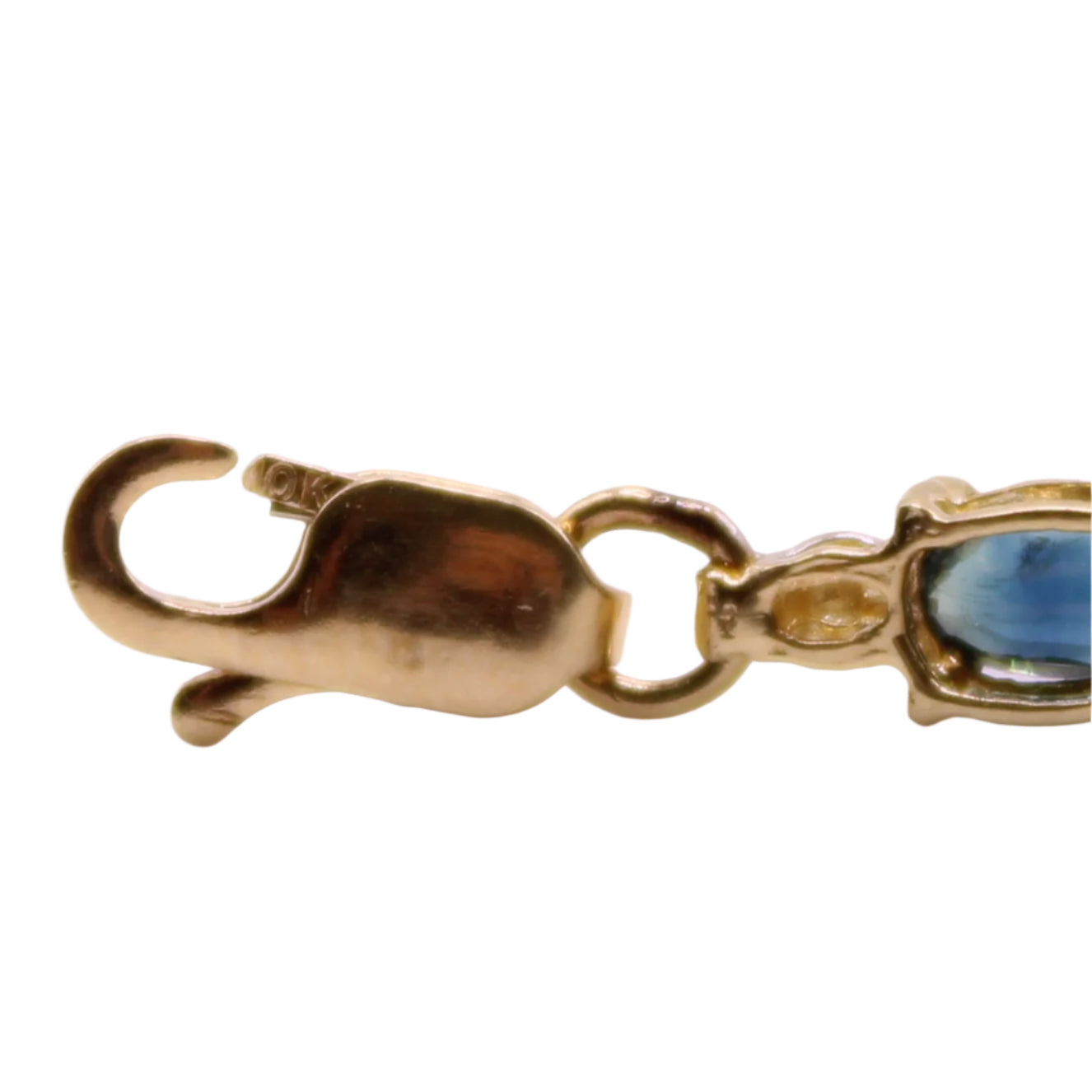 10kt Yellow Gold Natural Blue Sapphire Diamond Illusion Chain Bracelet 7"