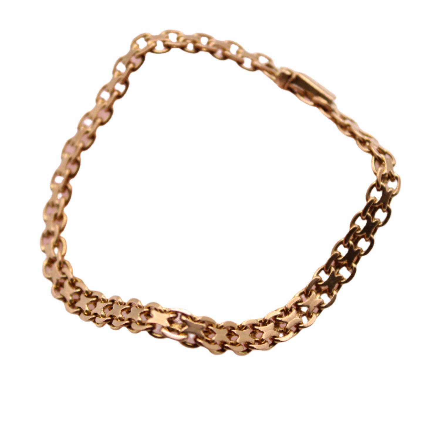 Vintage 8kt Yellow Gold Bismark Chain Link Bracelet 7.25"