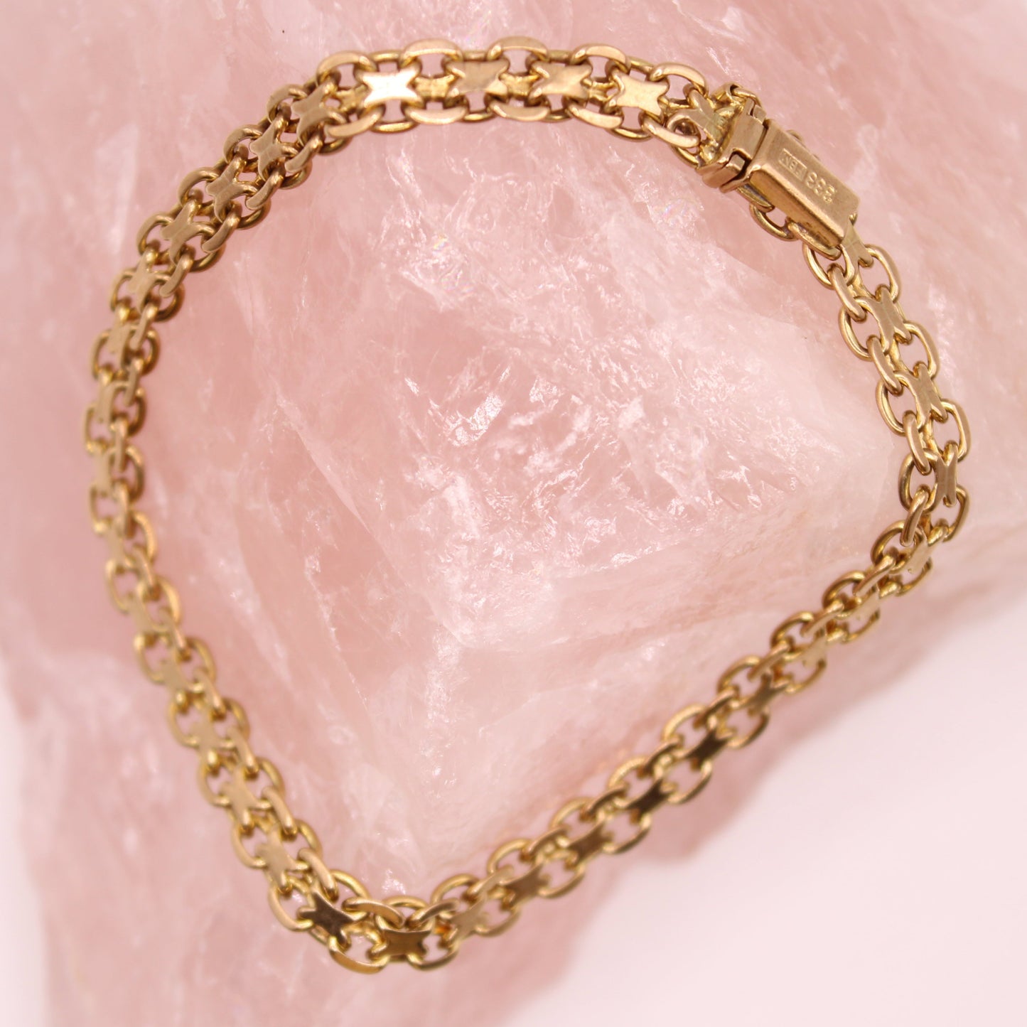 Vintage 8kt Yellow Gold Bismark Chain Link Bracelet 7.25"