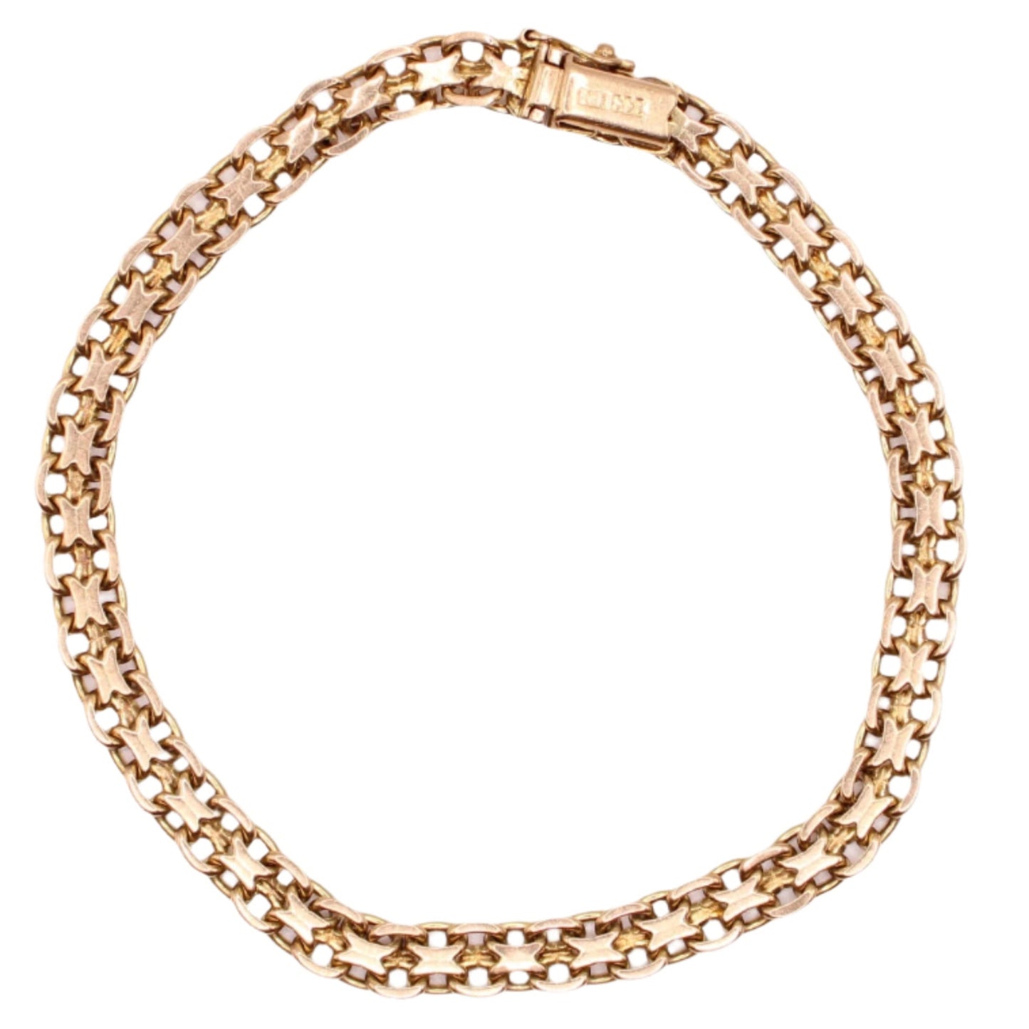 Vintage 8kt Yellow Gold Bismark Chain Link Bracelet 7.25"