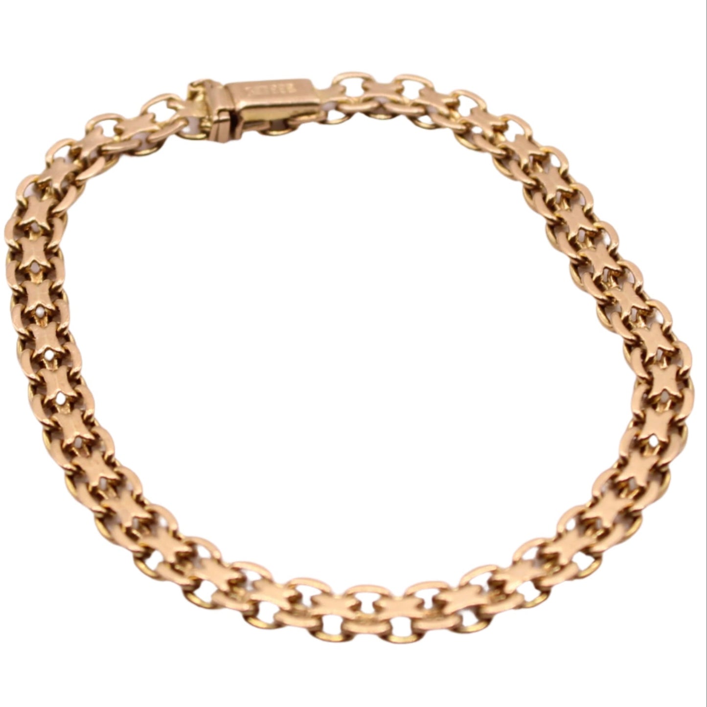 Vintage 8kt Yellow Gold Bismark Chain Link Bracelet 7.25"