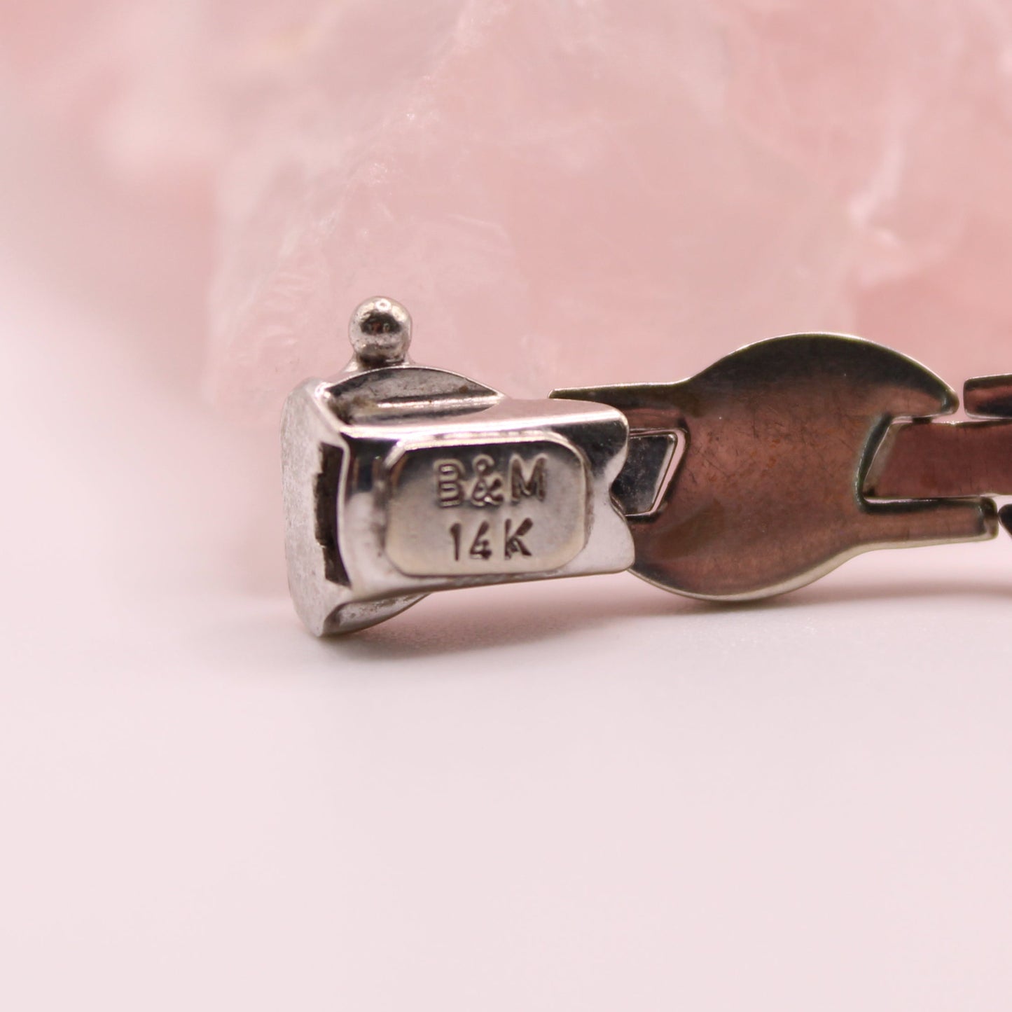 14kt White Gold B&M Sandblast & Polish Finish Puffed Wave Link Bracelet 6.75"