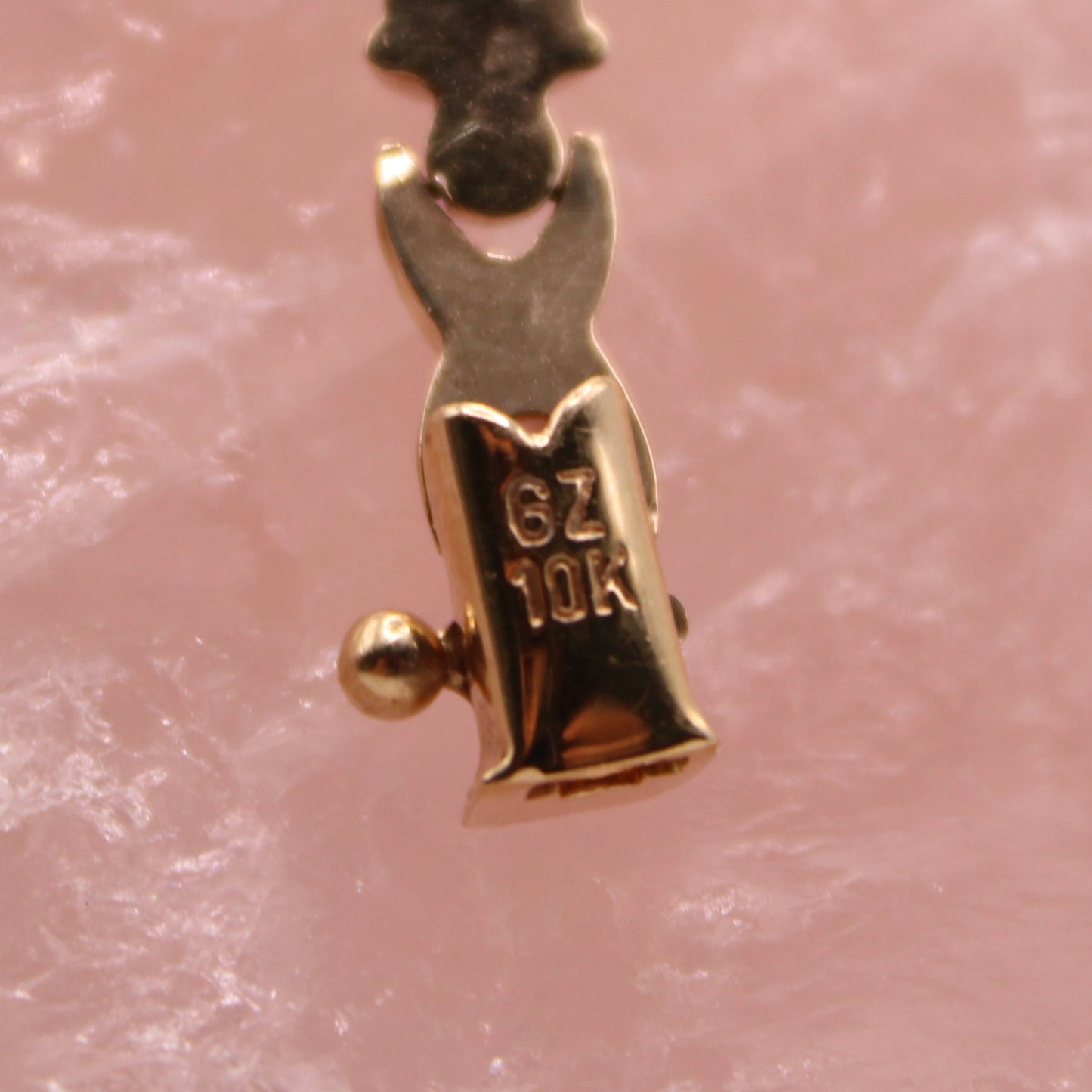 10kt Tricolor Yellow White Rose Cross Box Puffed Chain Link Bracelet 6.75"