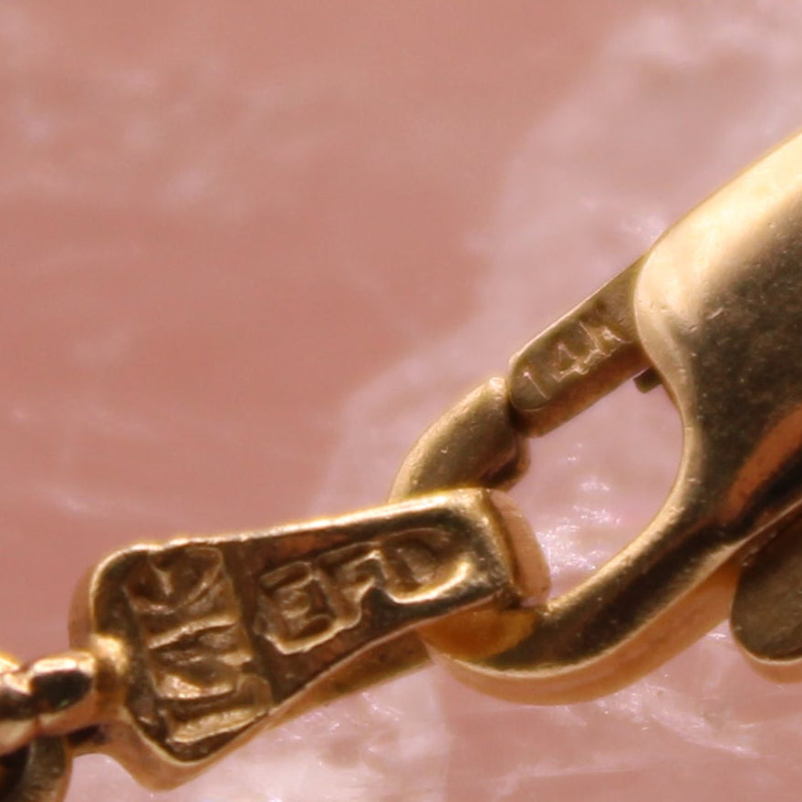 14kt Yellow Gold Ocean Sealife Nautical Charm Link Bracelet 7"