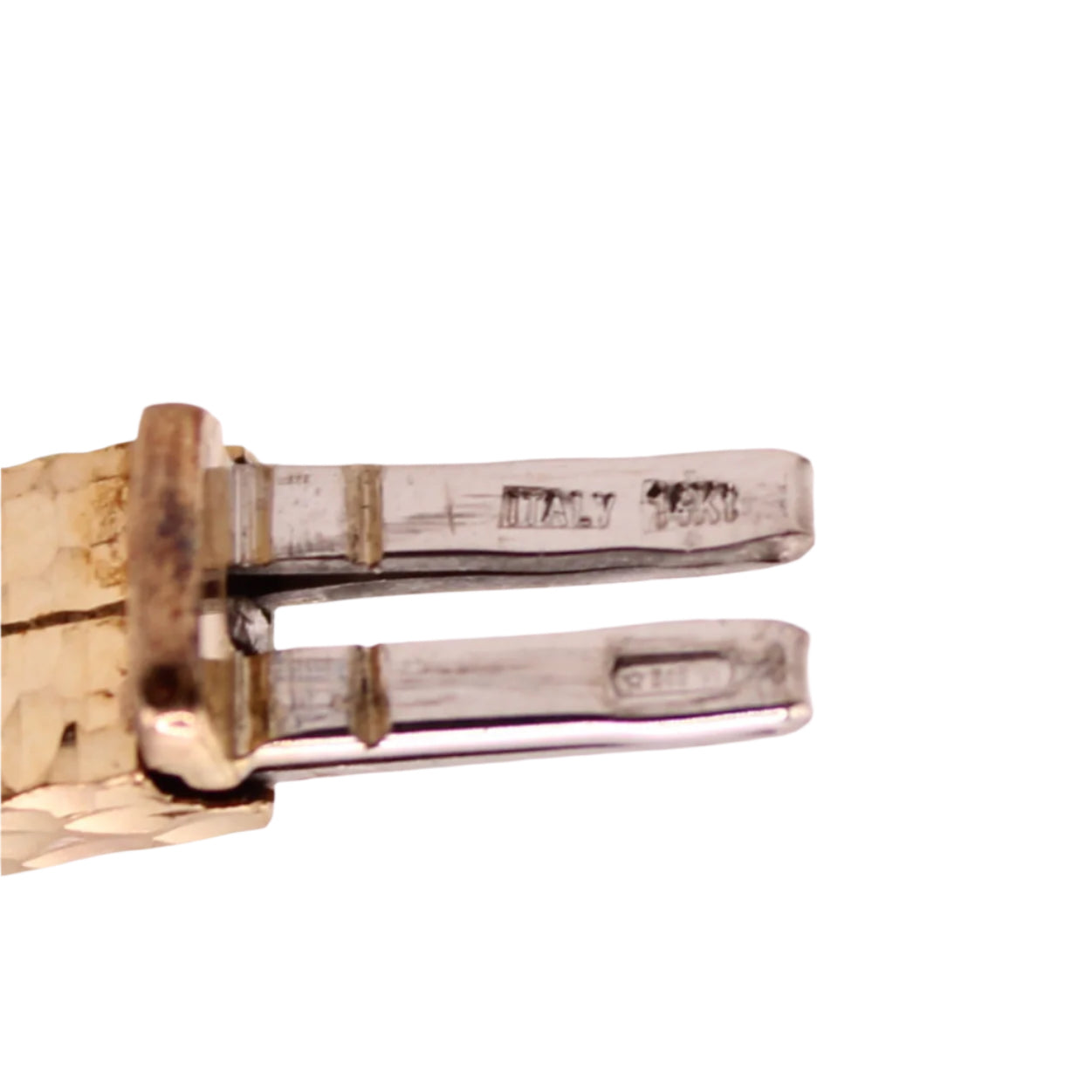 14kt Tricolor Yellow White Rose Italian Diamond Cut Bypass Bangle Bracelet 7"