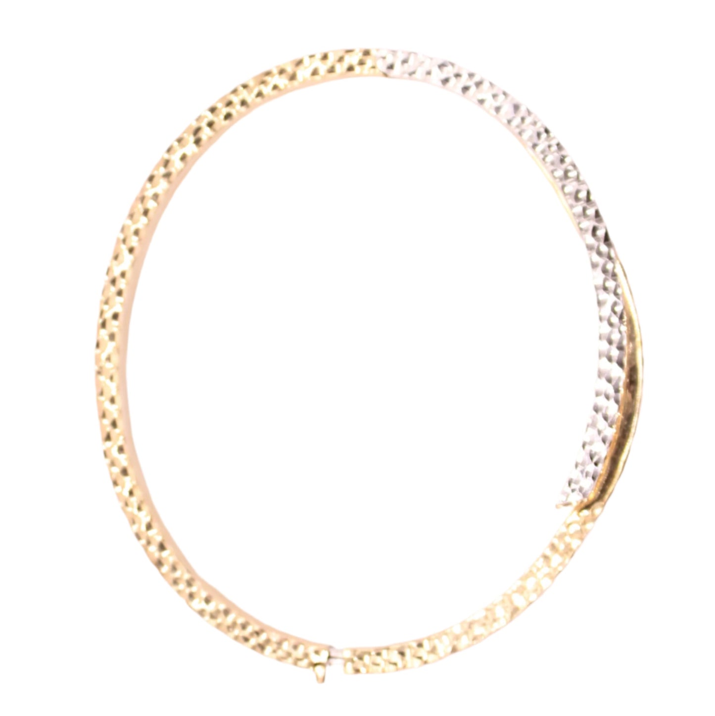 14kt Tricolor Yellow White Rose Italian Diamond Cut Bypass Bangle Bracelet 7"