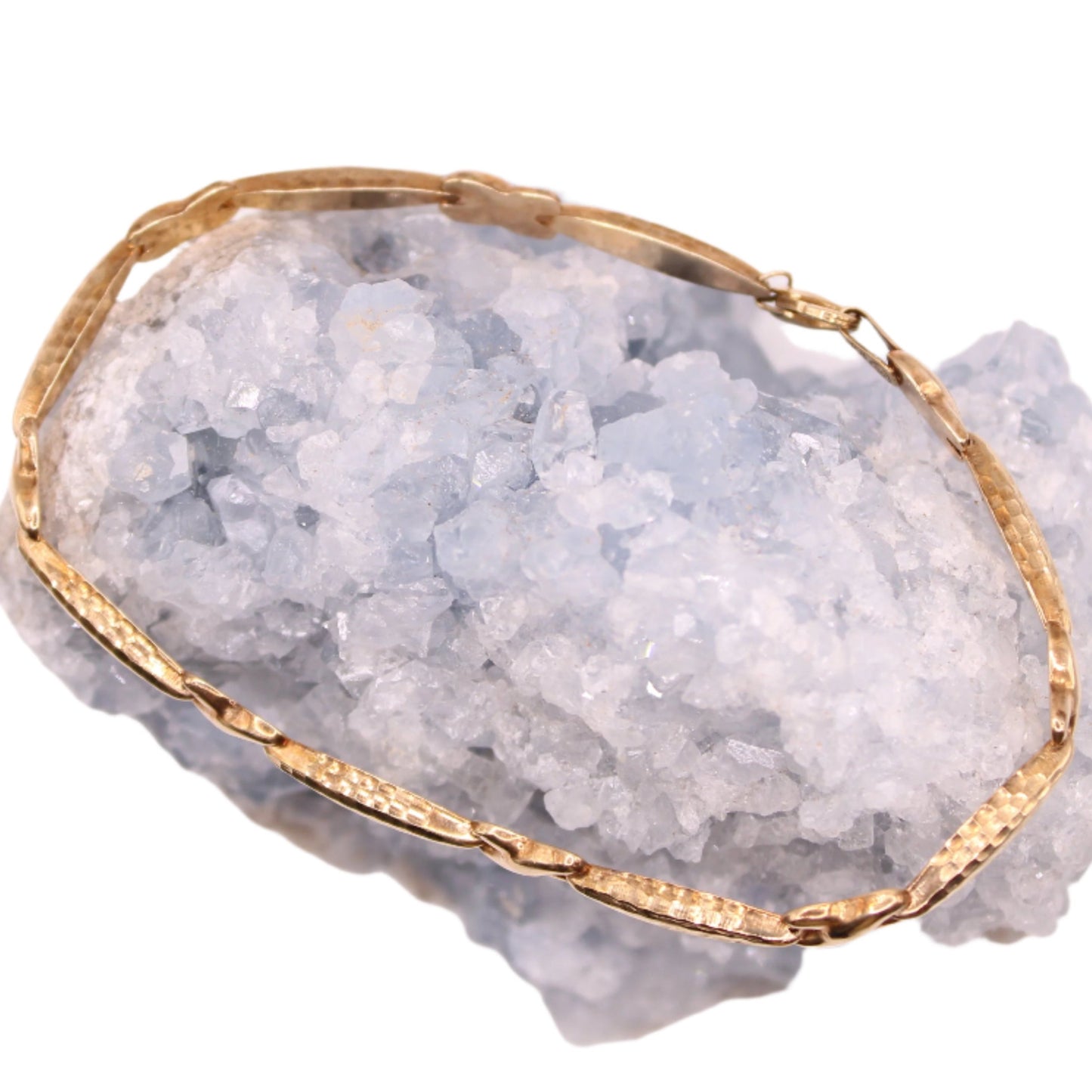 Oroamerica 10kt Yellow Gold Textured Puff Cross Link Bracelet 7"