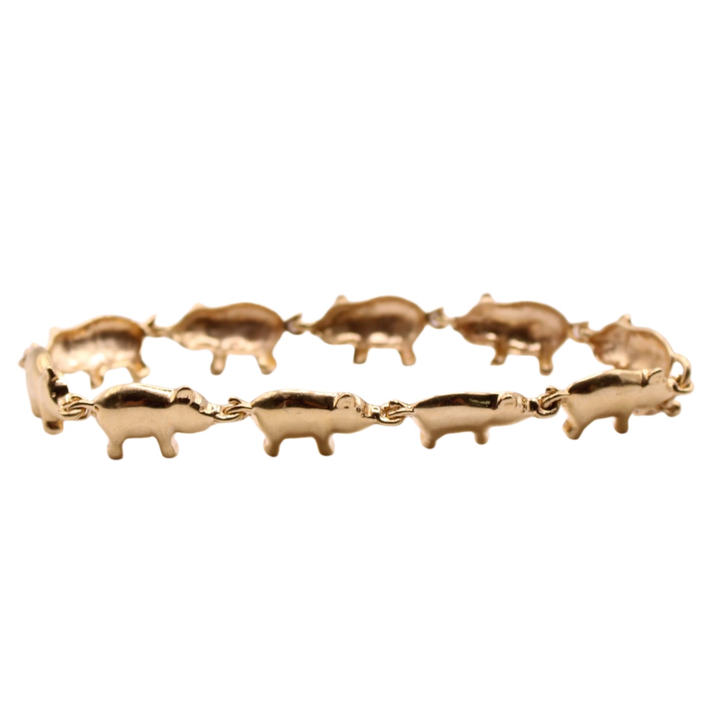 14kt Yellow Gold Little Piggy Charm Chain Link Bracelet