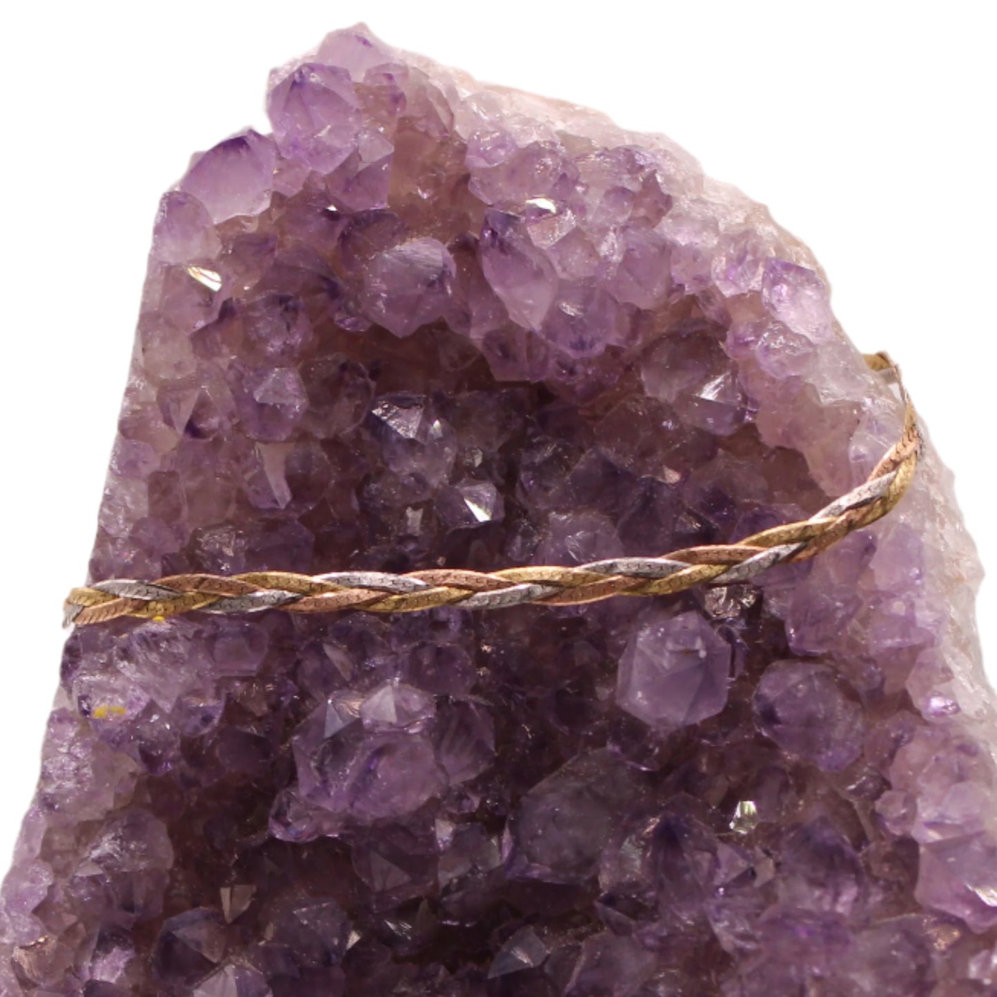 14kt TriColor Yellow White Rose Braided Dainty Chain Link Bracelet