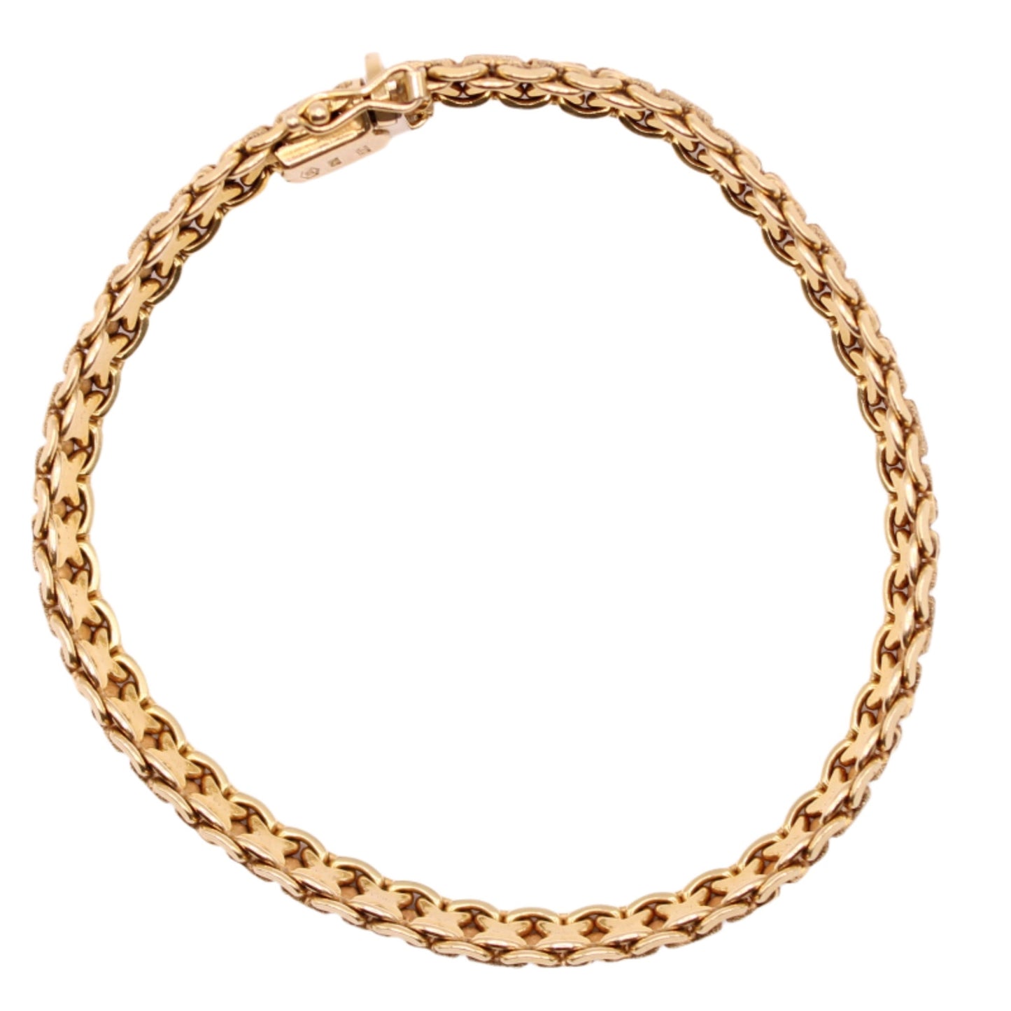 Hirsh Chitrik 14kt Yellow Gold Sandblast Texture Woven X Pattern Link Bracelet