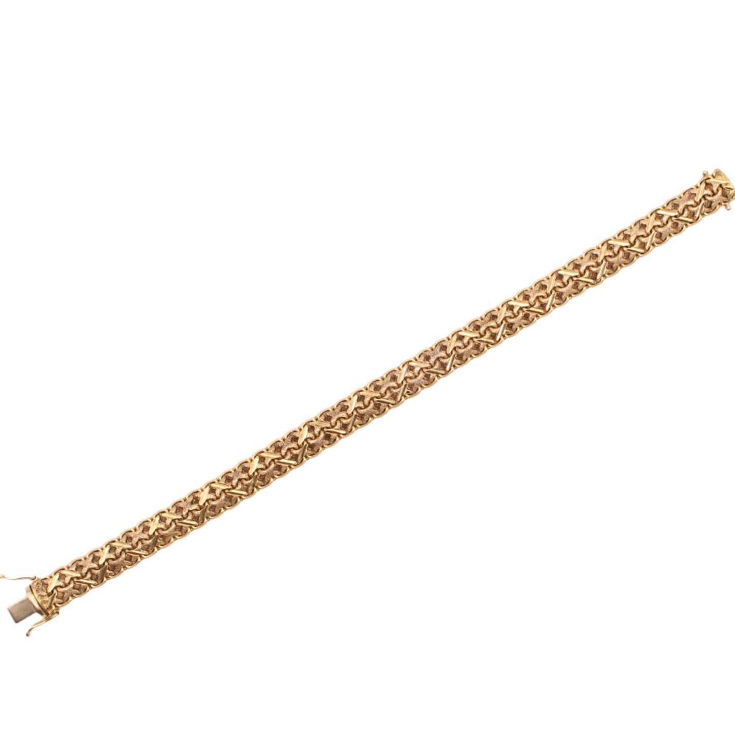 Hirsh Chitrik 14kt Yellow Gold Sandblast Texture Woven X Pattern Link Bracelet