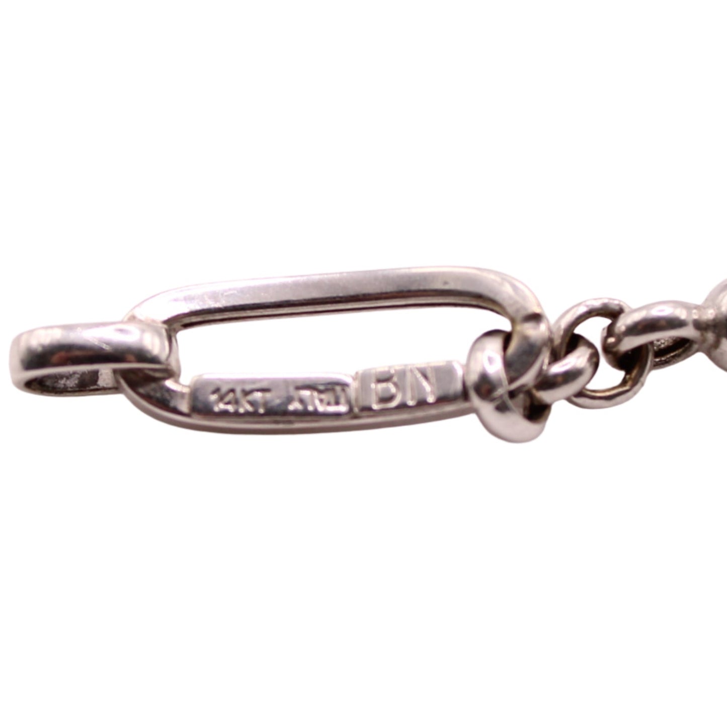 14kt White Gold Mixed Oval Rolo Chain Link Anklet 9"
